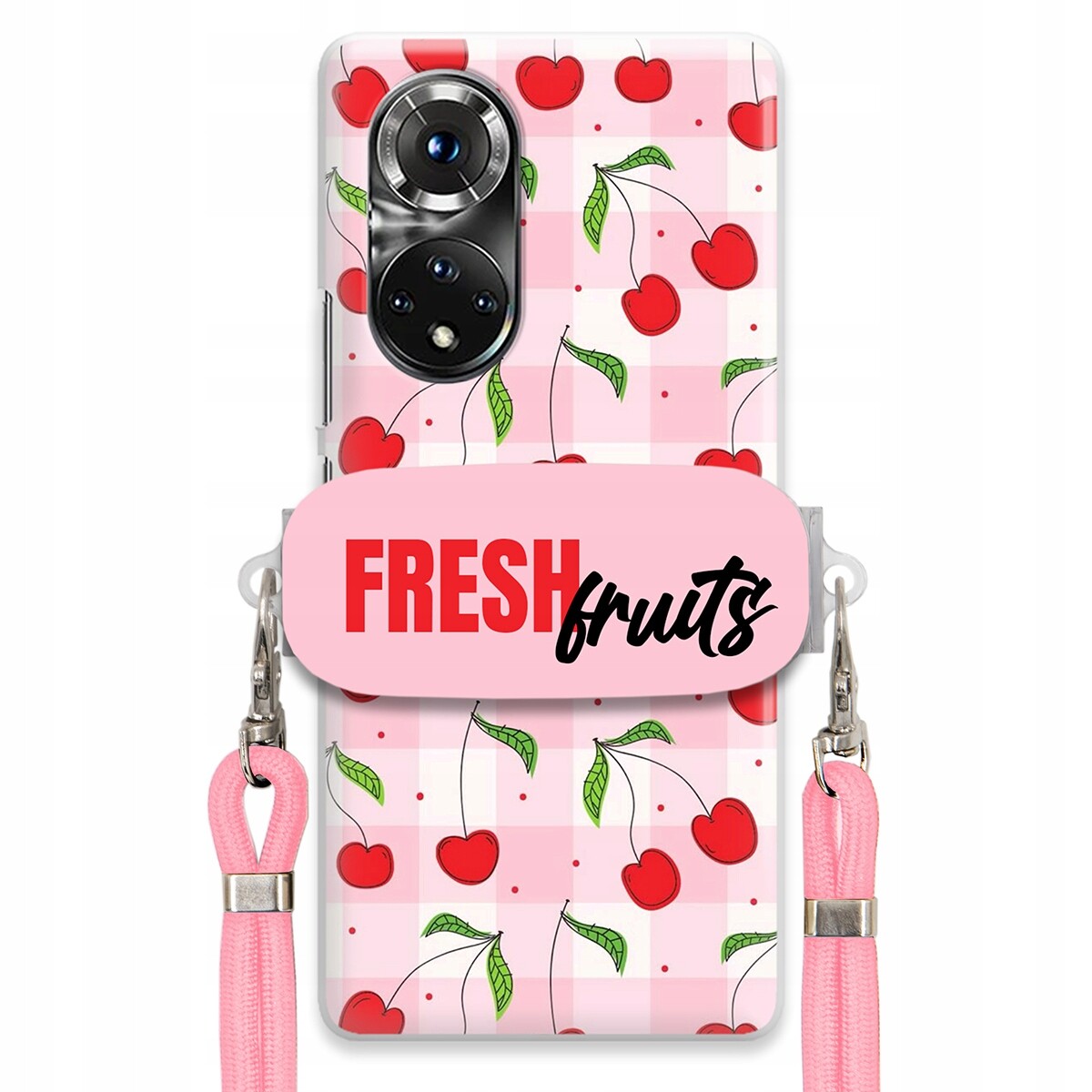 Pouzdro pro Huawei Honor 50 Pro Case Držák Šňůrka Růžová Fresh Fruits Mřížka