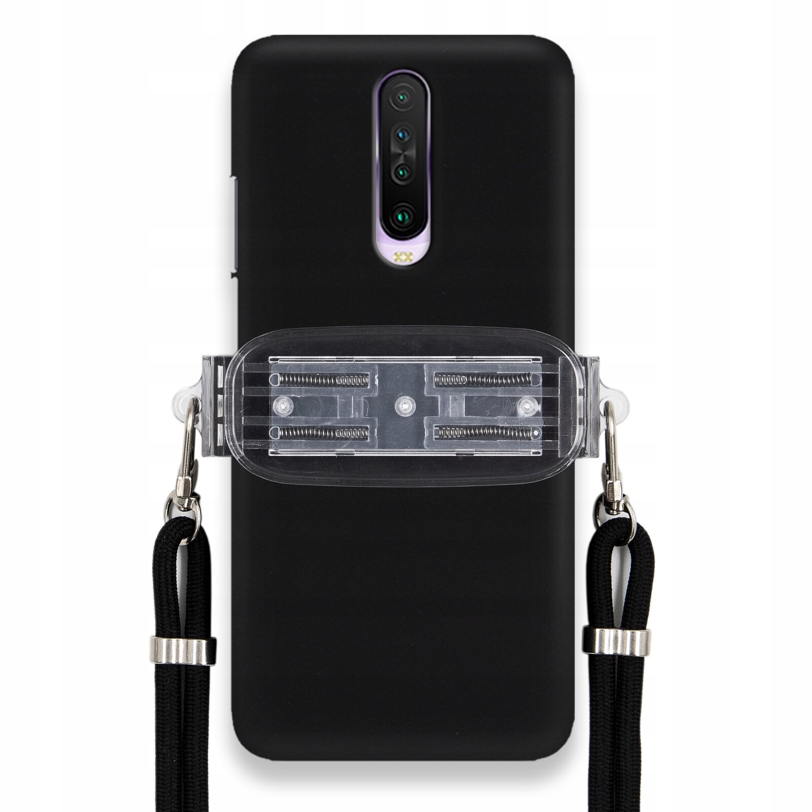 Pouzdro Pro Xiaomi Redmi K30 Mat Černé Pouzdro Univerzální Držák Černá Šňůrka