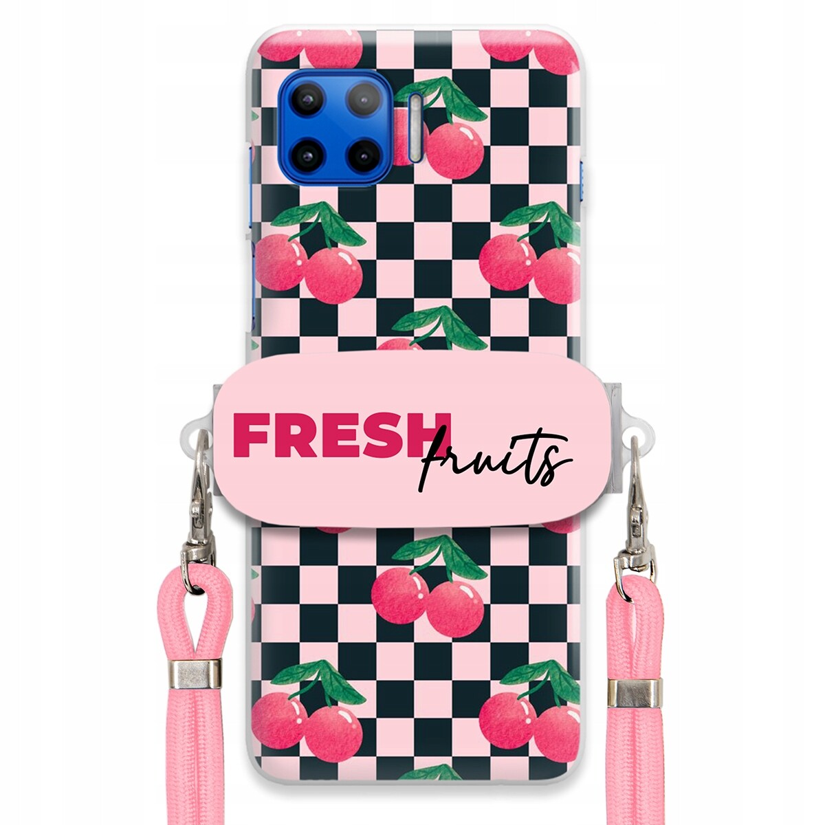 Pouzdro pro Motorola G 5G Plus Vodítko Crossbody+ Držák Šachovnice Fresh Fruits