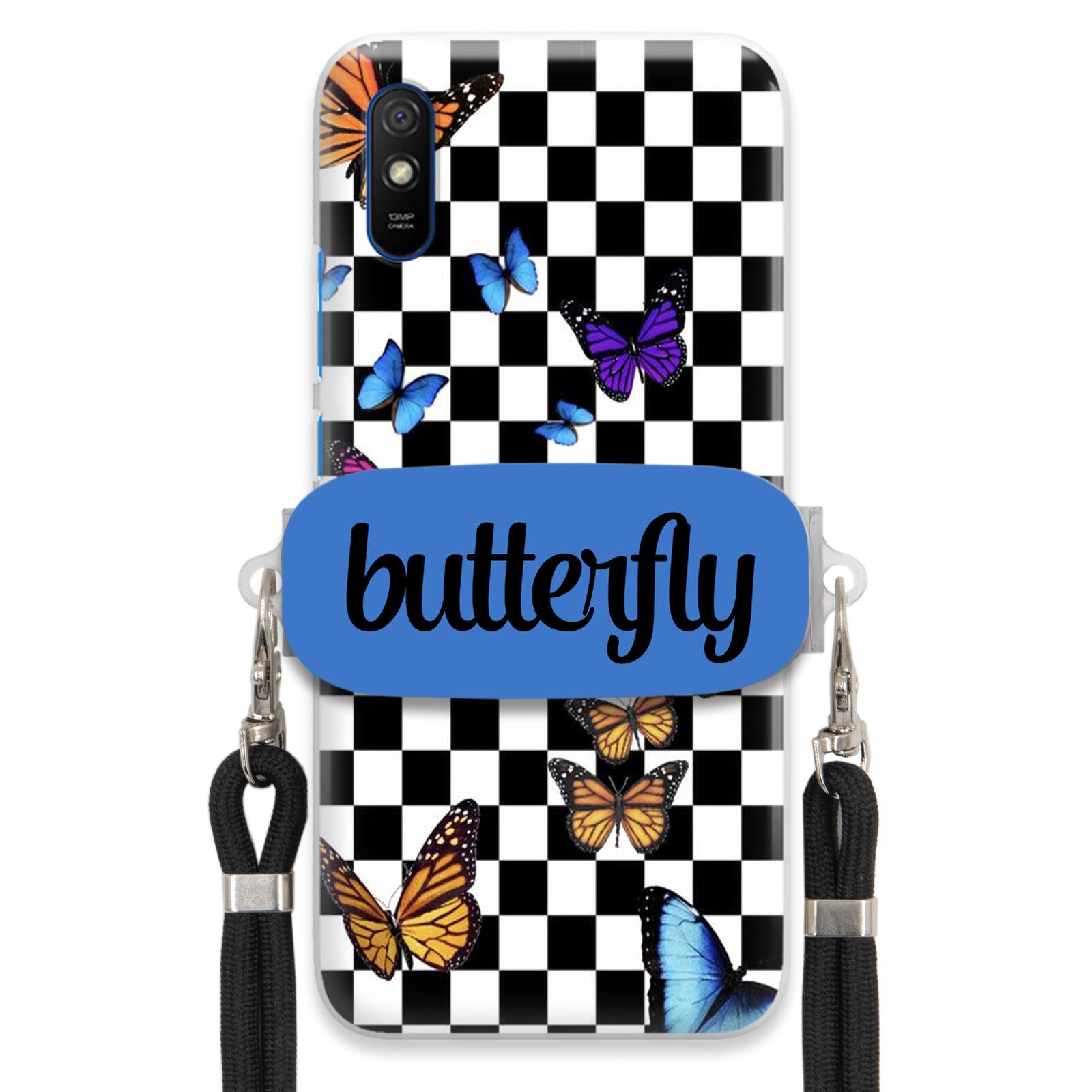 Pouzdro Pro Xiaomi Redmi 9AT Case Obdélníkový Držák Vodítka Butterfly Motýli