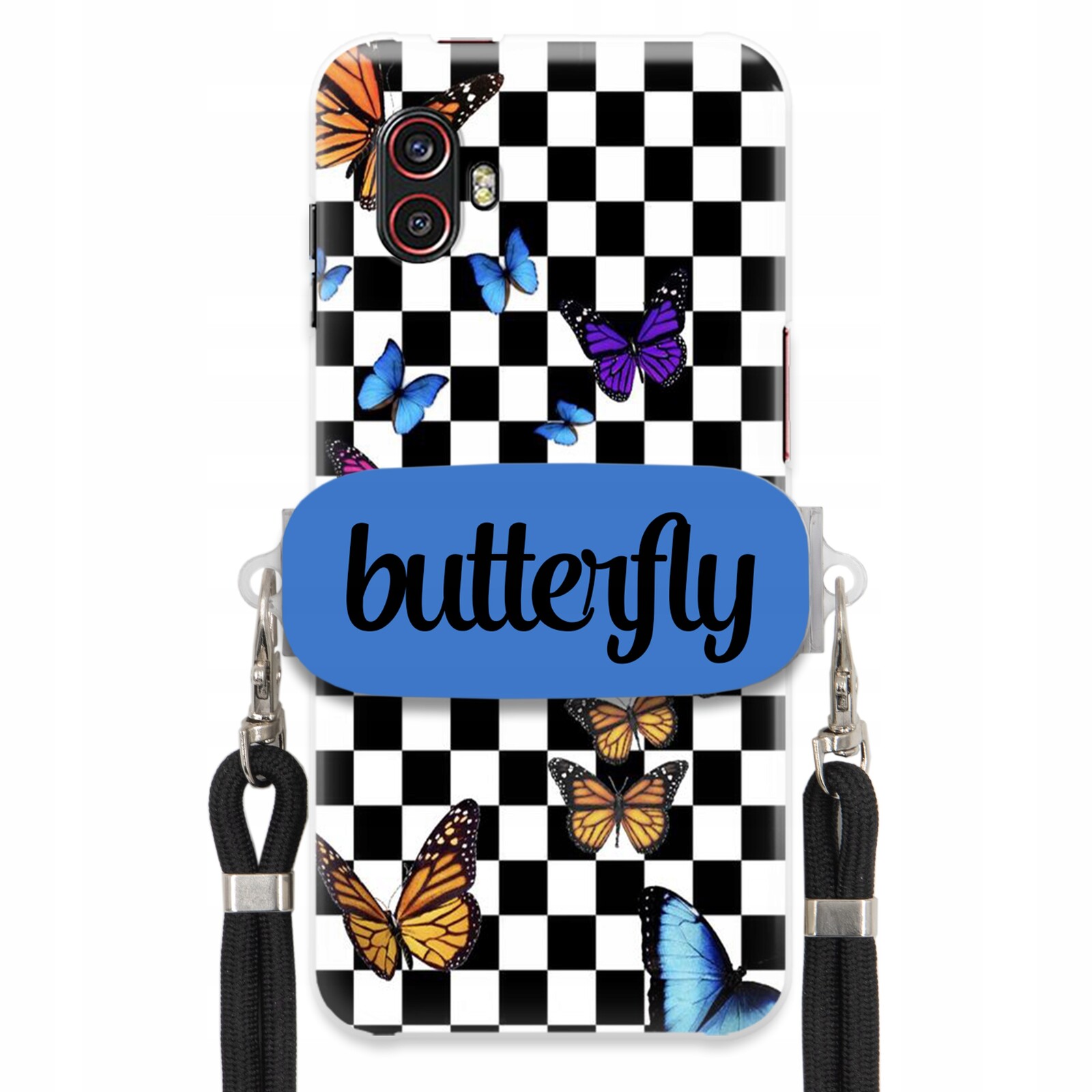 Pouzdro Pro Samsung Xcover Pro 2 Case Obdélníkový Úchyt Vodítko Butterfly Motýli