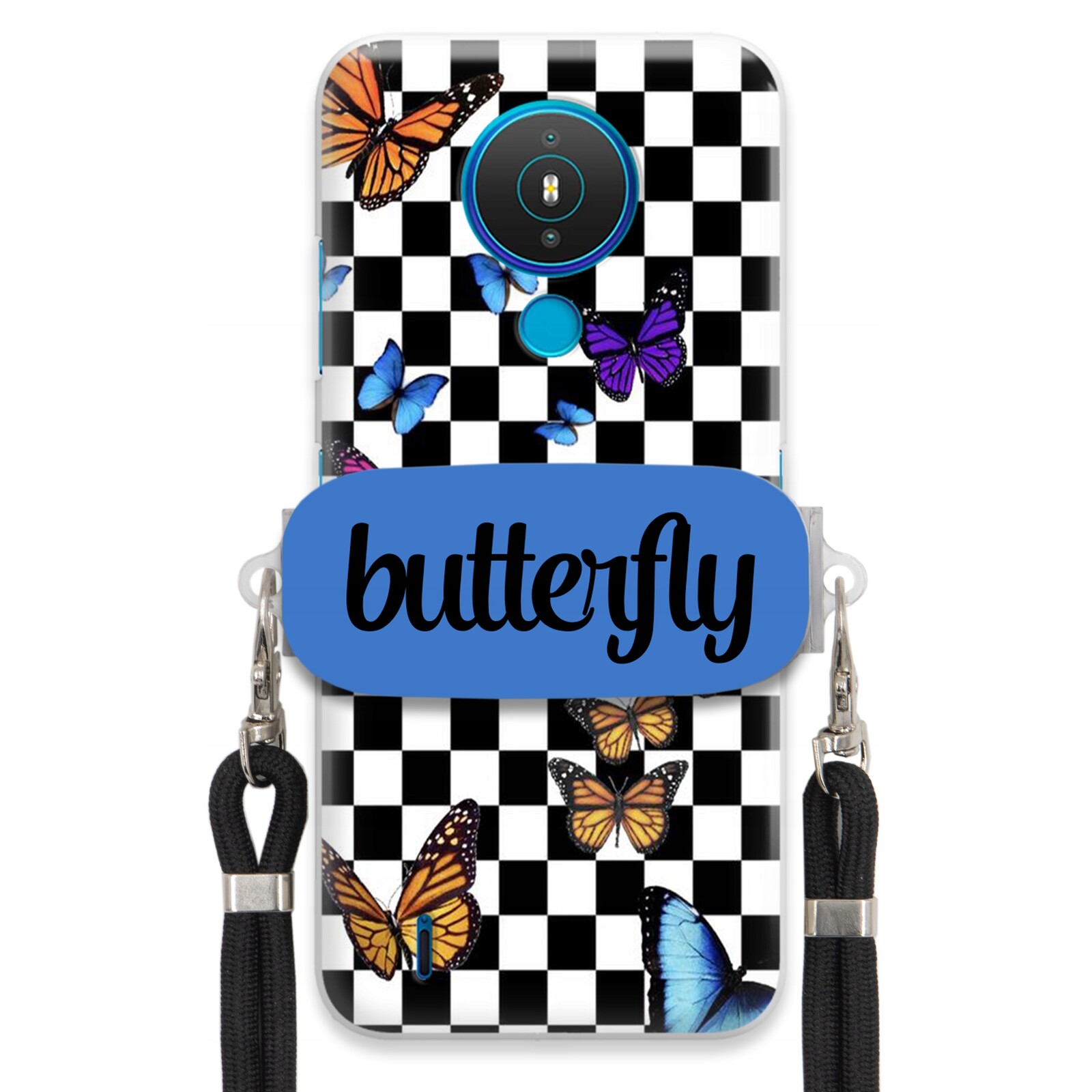 Pouzdro Pro Nokia 1.4 Case Obdélníkový Držák Černé Vodítko Butterfly Motýli