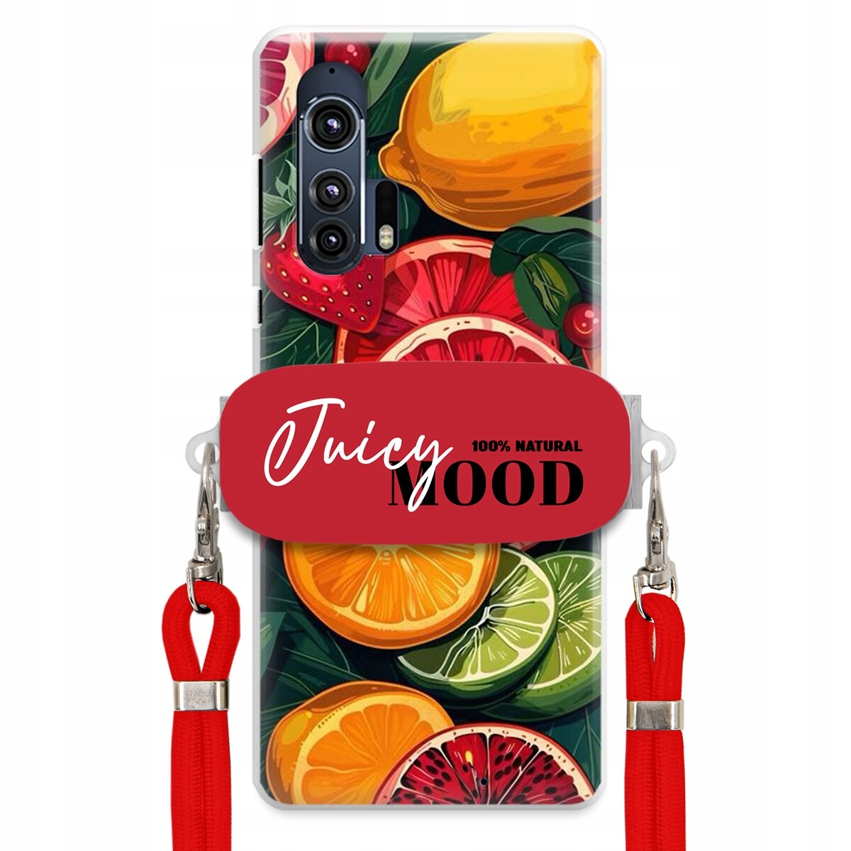 Pouzdro pro Motorola Edge Plus Červené vodítko Držák Fruit Ovoce Juice Mood