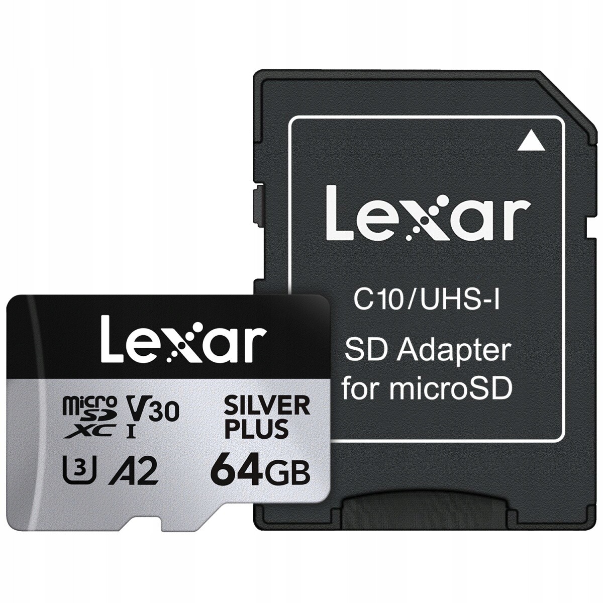Lexar Paměťová karta microSD 64GB C10 A2 U3 V30 205/100MB/s Silver Plus