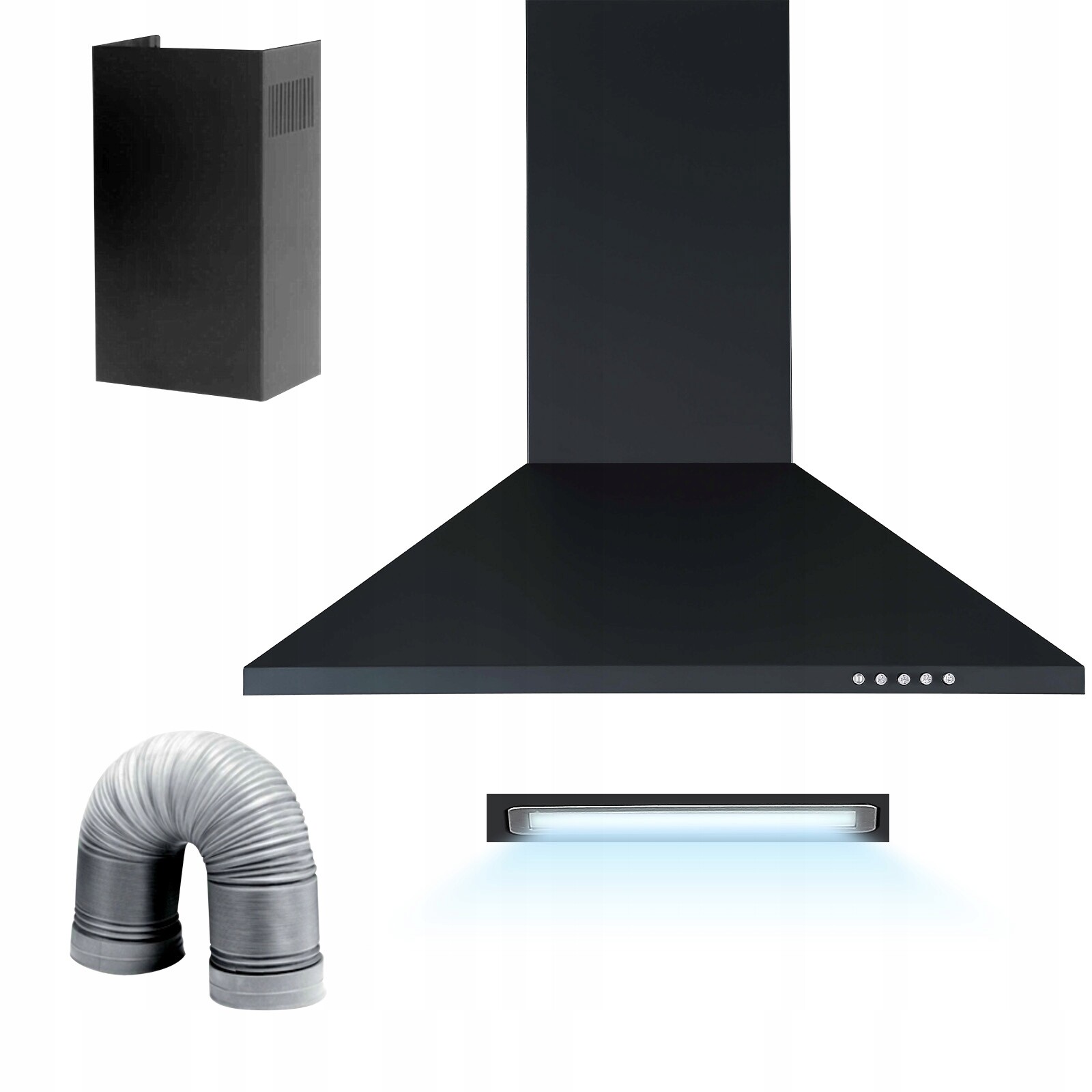 Kuchyňská komínová nástěnná digestoř pro zabudování černá MPM-60-OK-28