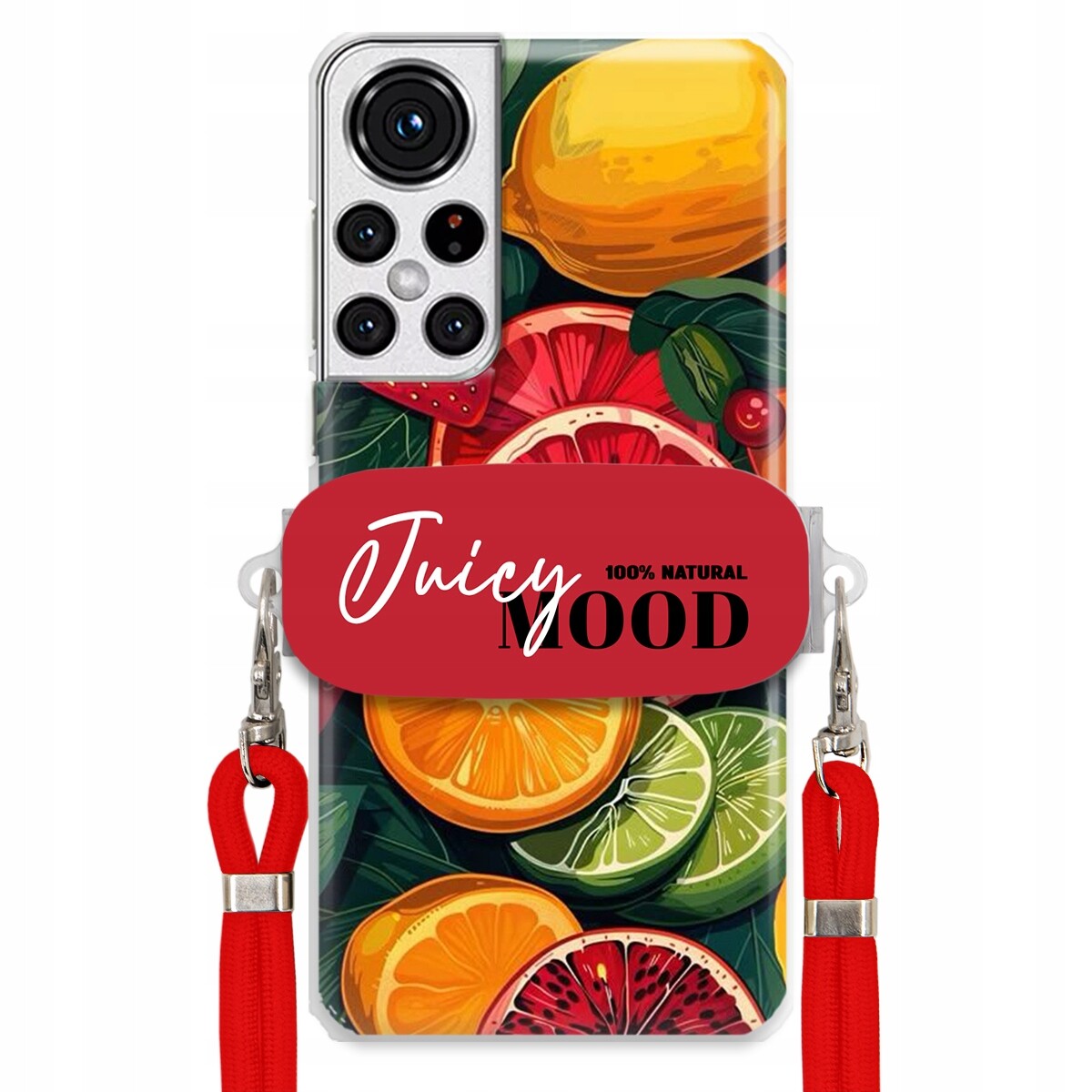 Pouzdro pro Samsung S22 Plus Červené vodítko Crossbody+ Držák Juice Mood Ovoce