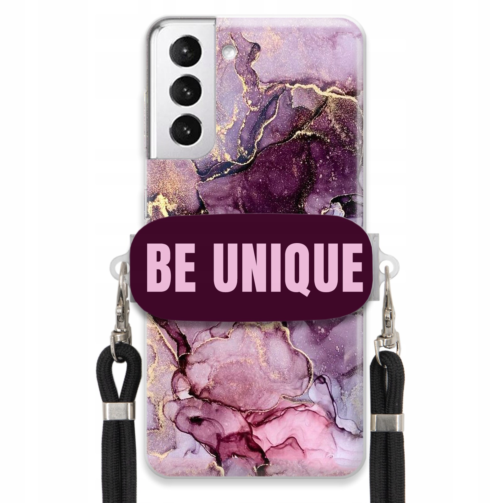 Pouzdro pro Samsung S30 Plus úchyt pro šňůrku Černá Fialová Mramorová Be Unique