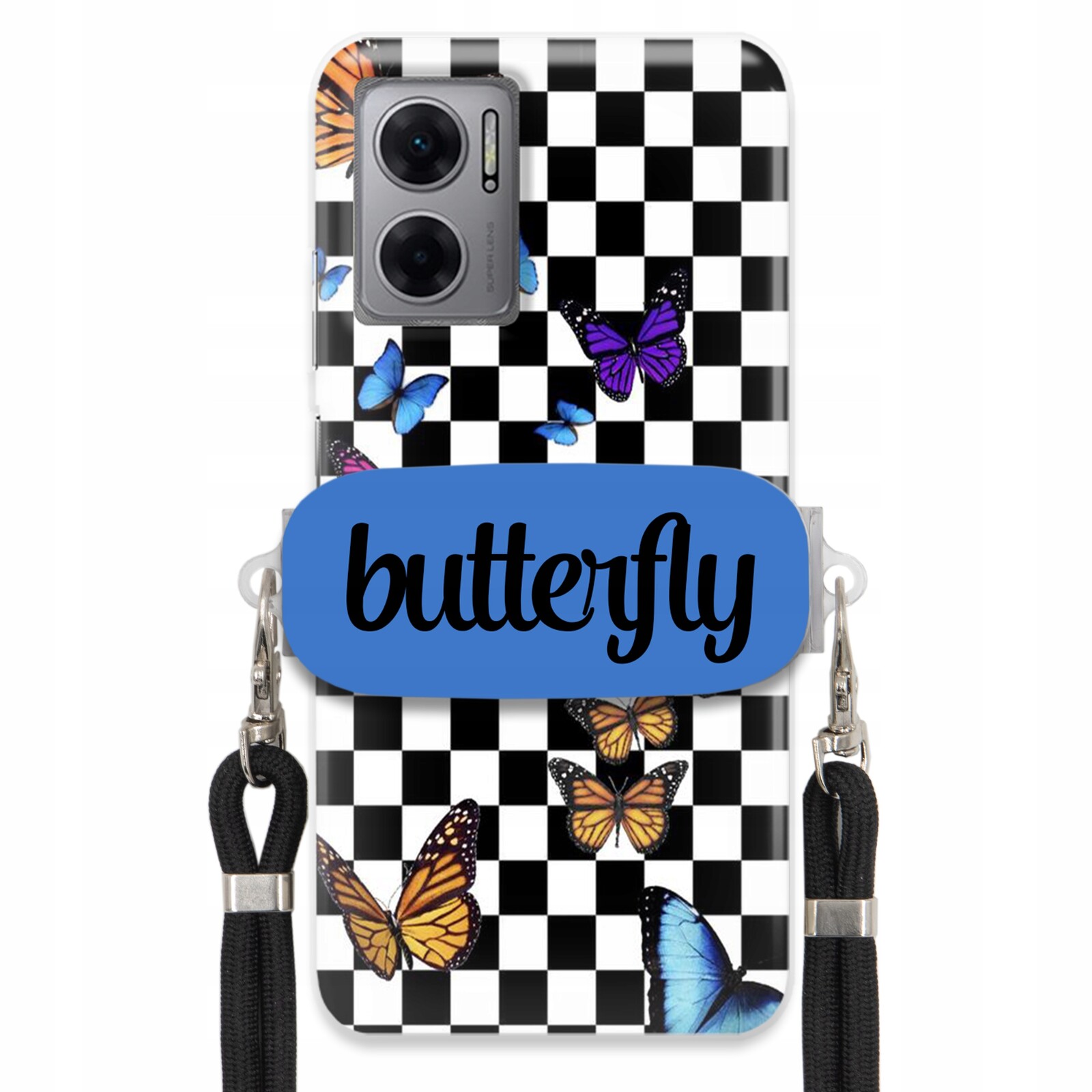 Pouzdro Pro Xiaomi Redmi 10 5G Case Obdélníkový Úchyt Vodítko Butterfly Motýli