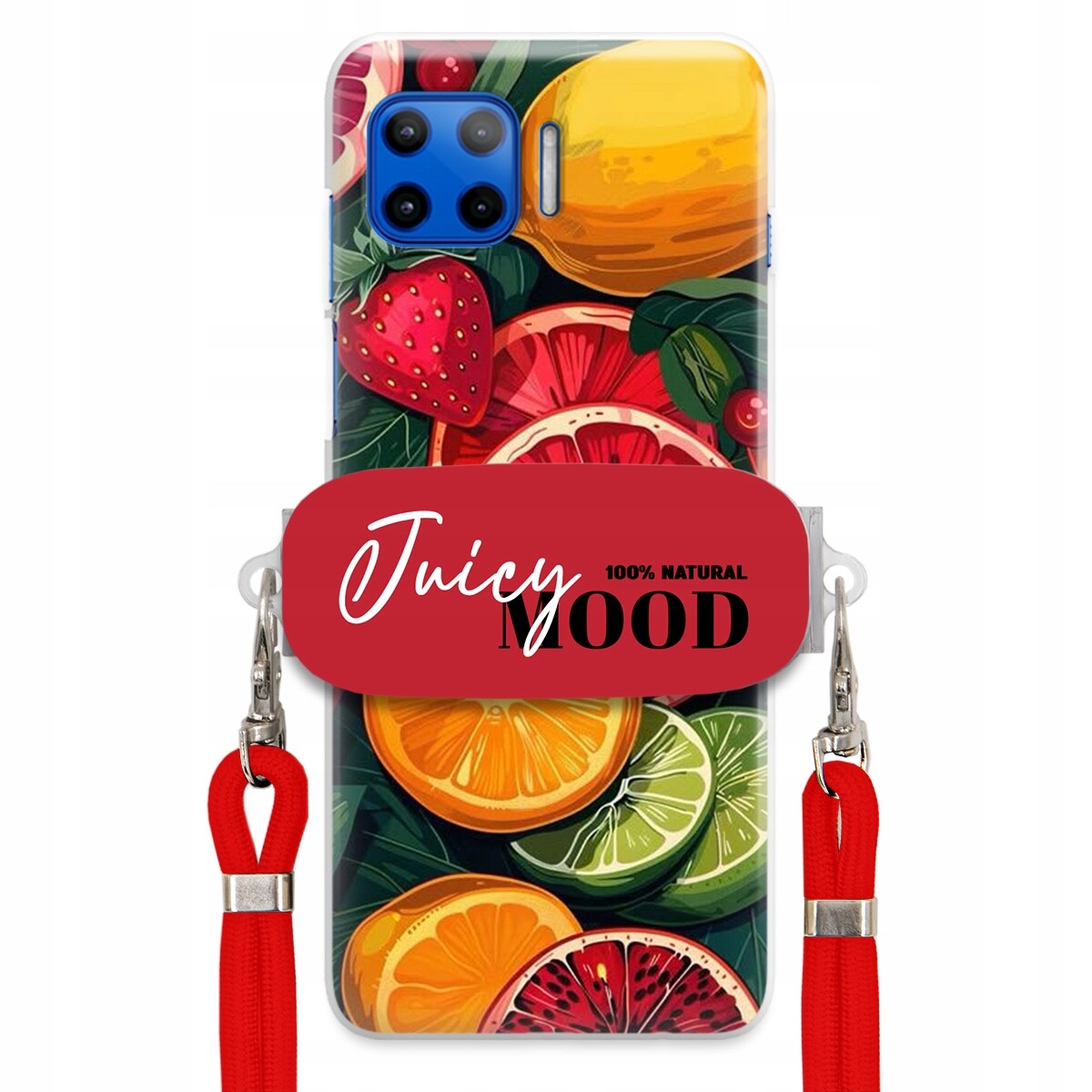 Pouzdro pro Motorola G 5G Plus Červené vodítko Držák Fruit Ovoce Juice Mood
