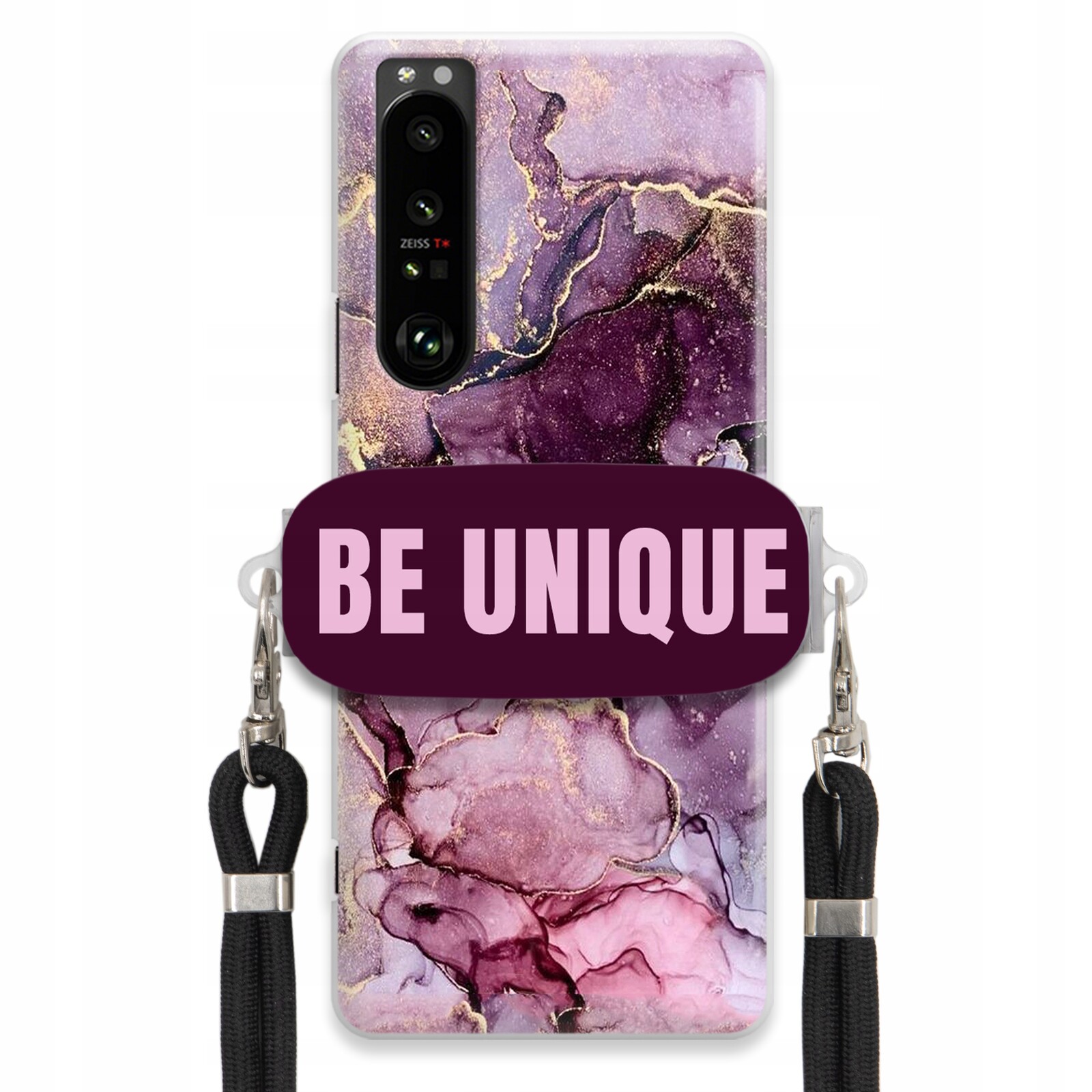 Pouzdro pro Sony Xperia 1 III Case Držák Šňůrka Černá Fialová Mramorová