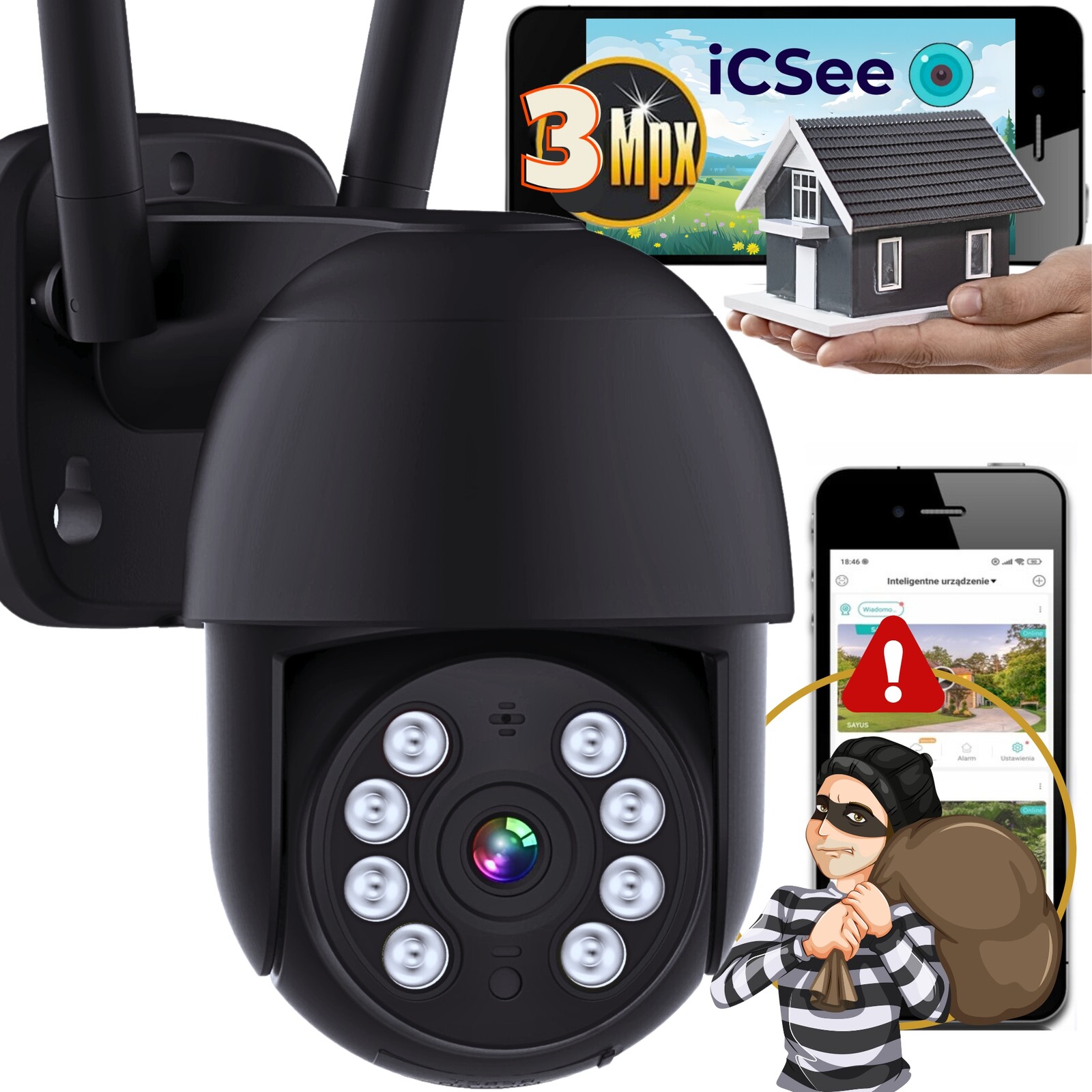 Ip Wifi kamera Venkovní 4MPx Sledování Pohybu Náhled Nahrávání Mikrofon