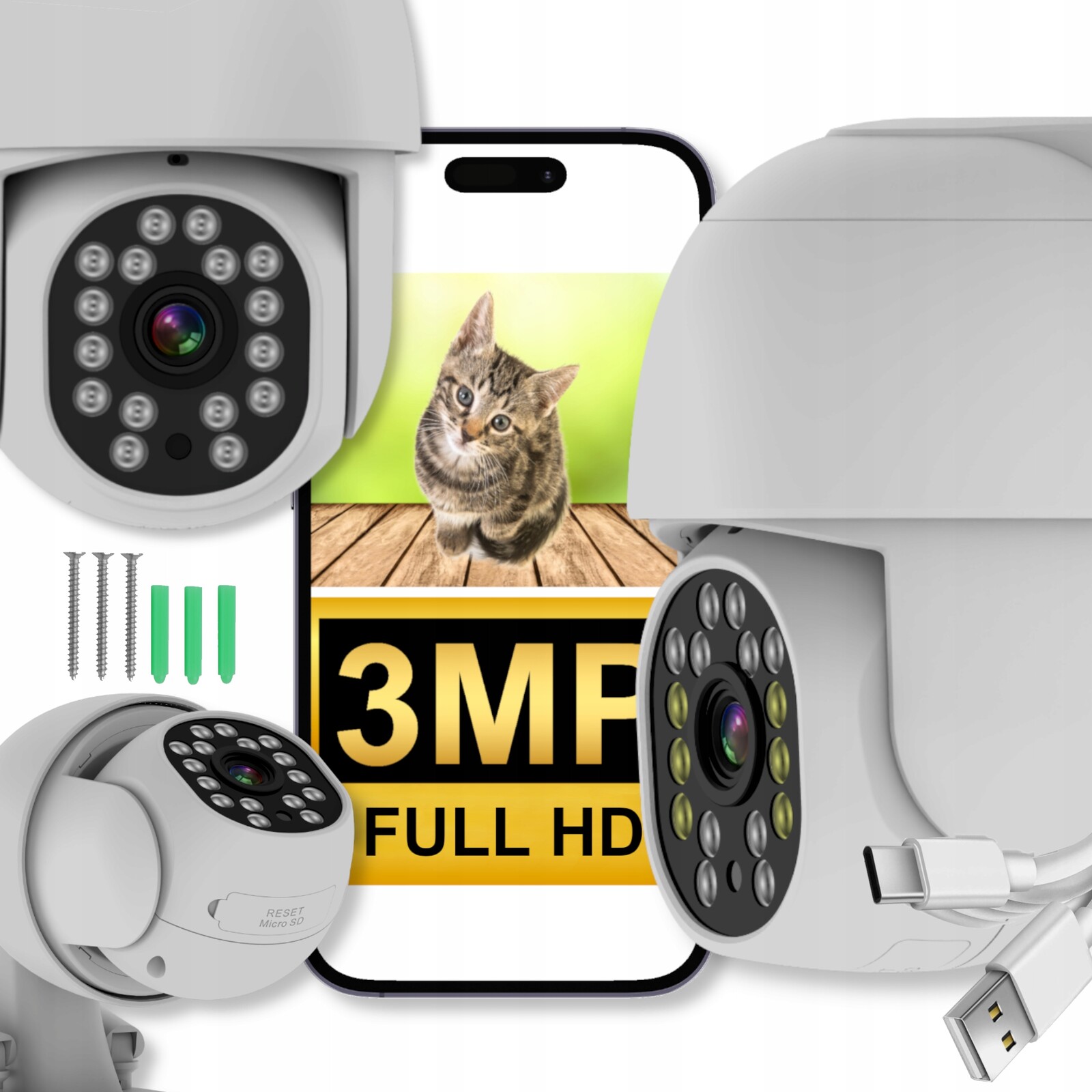 Venkovní kamera Otočná Ip WiFi 3MPx Audio Aplikace 4XZOOM Sledování