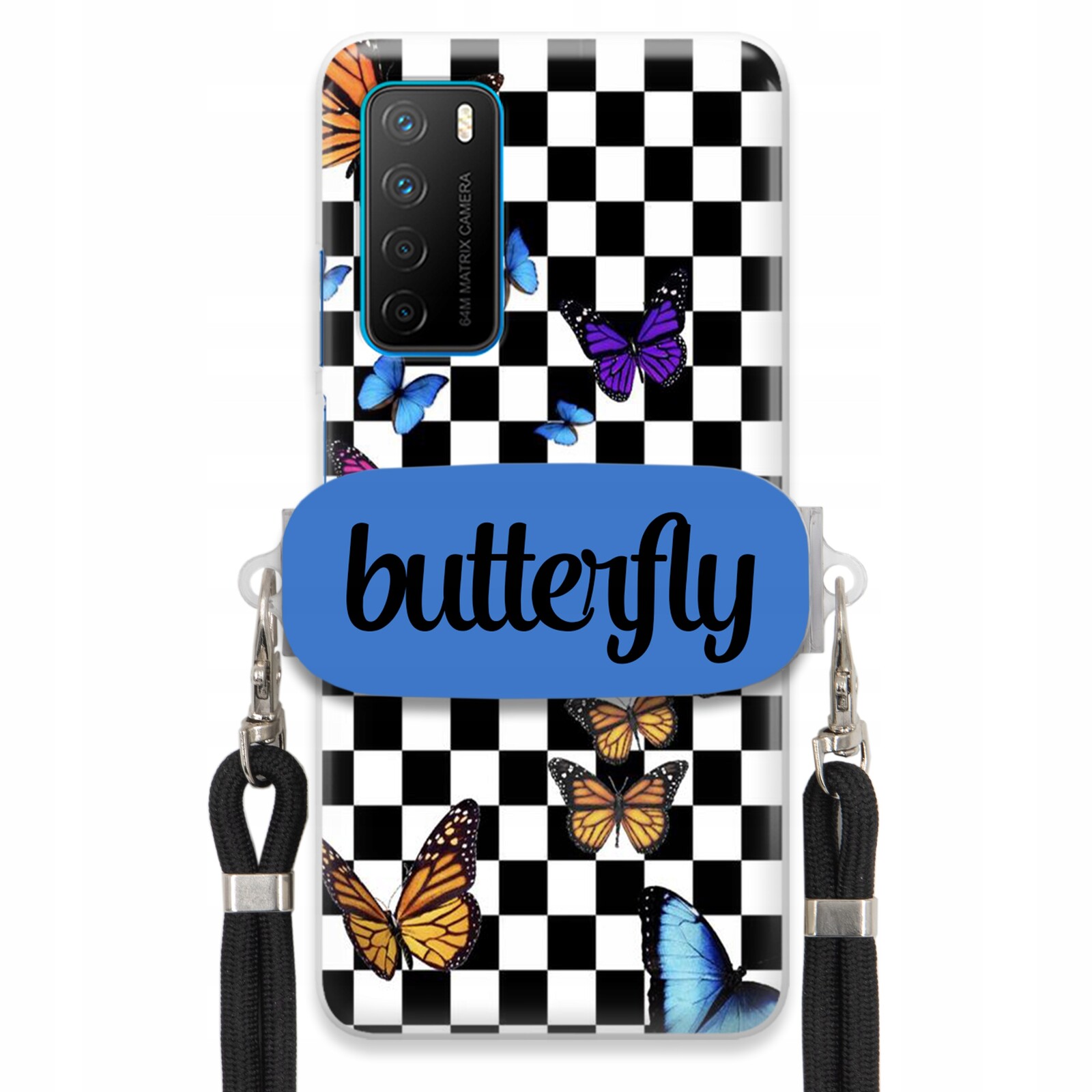 Pouzdro Pro Huawei Honor Play 4 Case Obdélníkový Úchyt Vodítko Butterfly Motýli