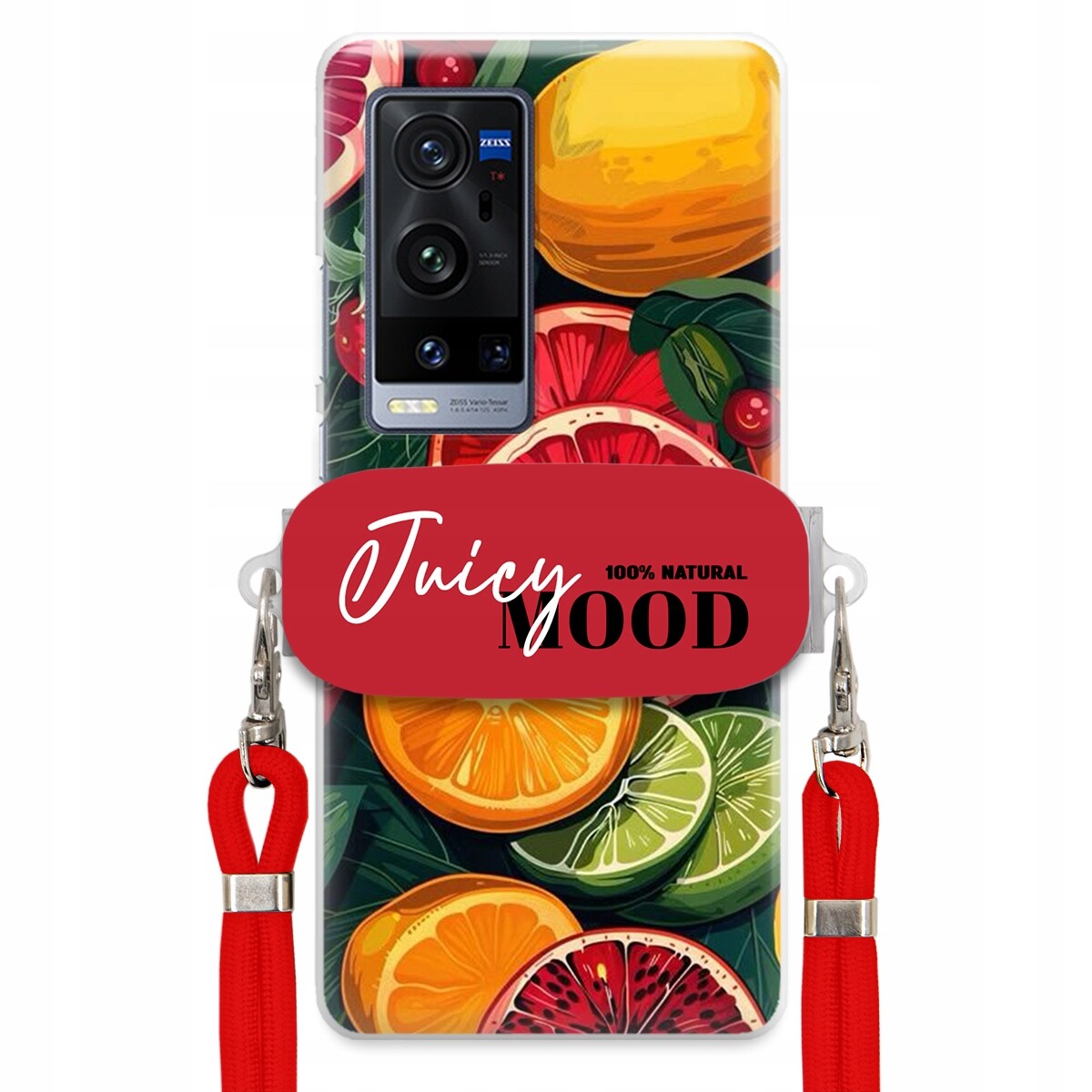 pouzdro na Vivo X60 Pro Plus Červené vodítko Držák Fruit Ovoce Juice Mood