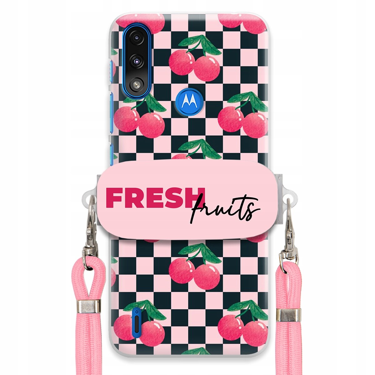 Pouzdro pro Motorola E7 POWER/E7i Růžové vodítko Držák Praktické Fresh Fruits