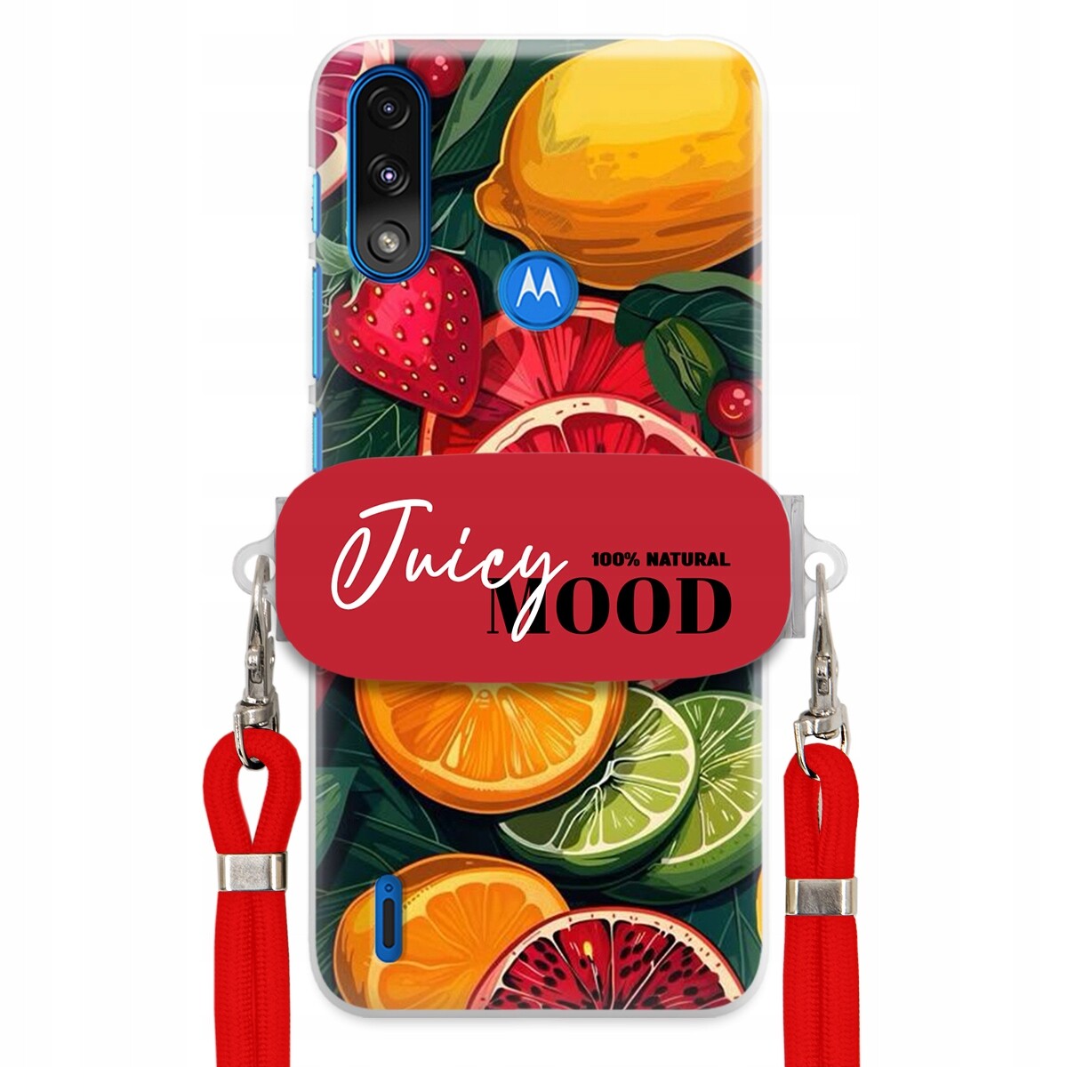 Pouzdro pro Motorola E7 POWER/E7i Červené vodítko Držák Juice Mood Módní