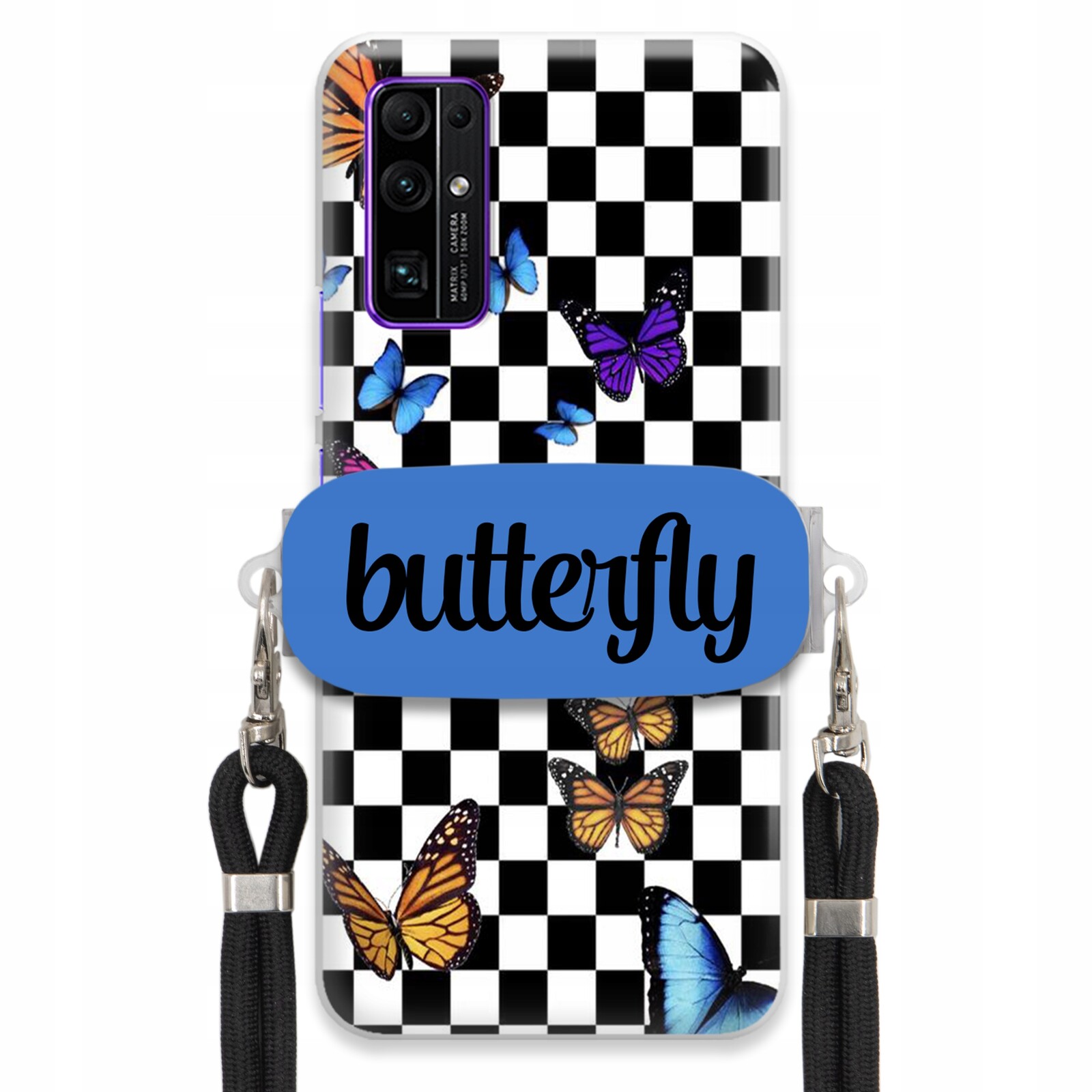 Pouzdro Pro Huawei Honor 30 Case Obdélníkový Držák Vodítko Butterfly Motýli
