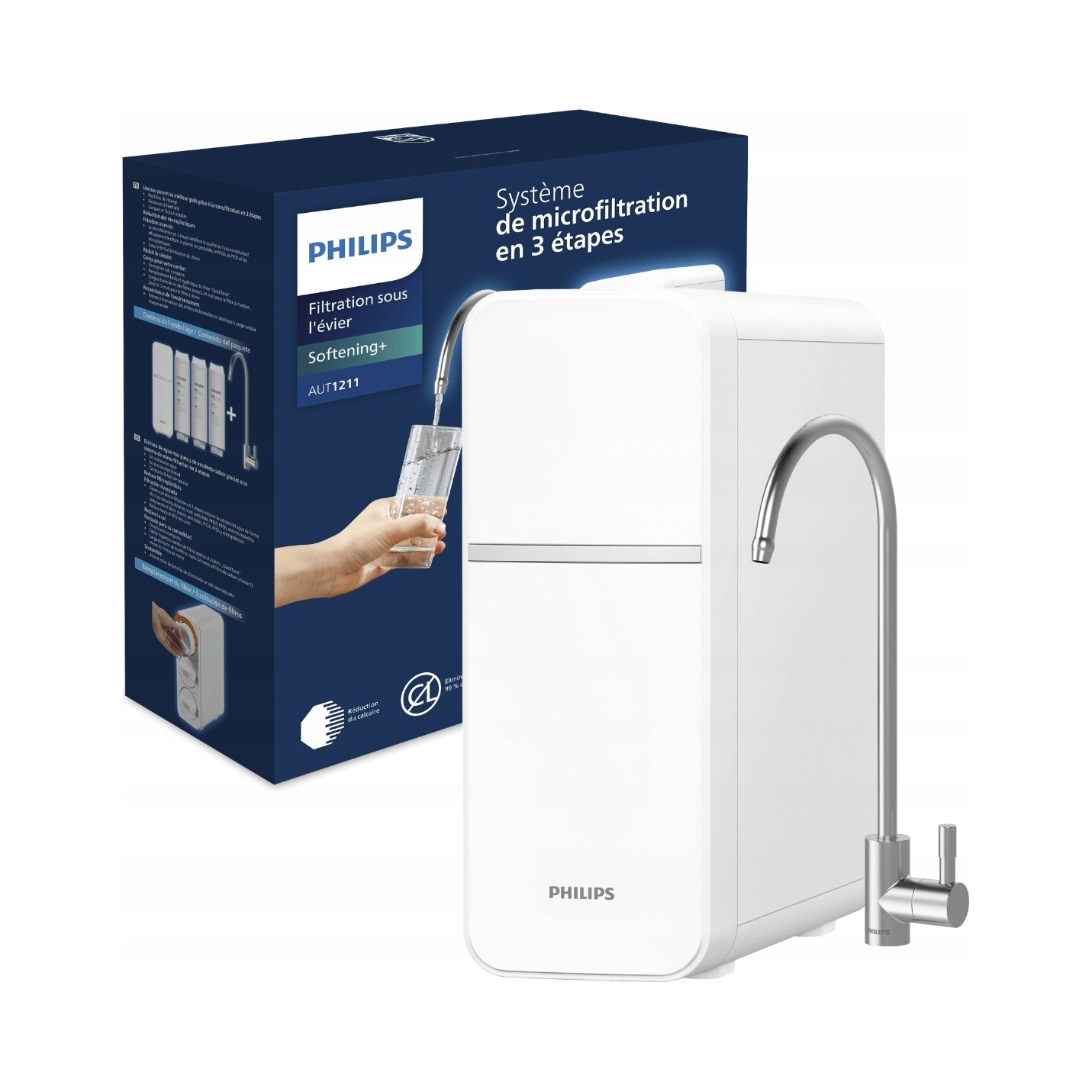 Průtokový vodní filtr Philips AUT1211, změkčovací filtr pod dřez