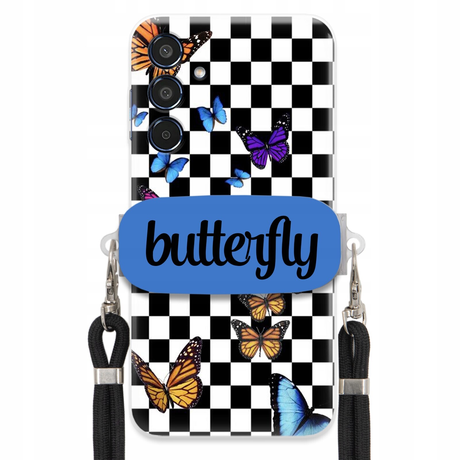 Pouzdro Pro Samsung M35 5G Case Obdélníkový Držák Černé Vodítko Motýli