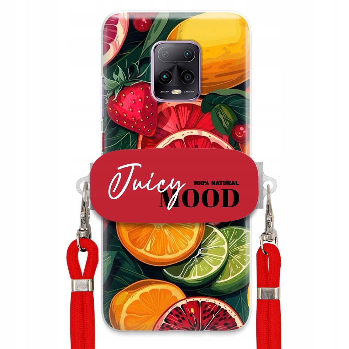 Pouzdro pro Xiaomi Redmi 10X 5G Červené vodítko Držák Fruit Ovoce Juice Mood