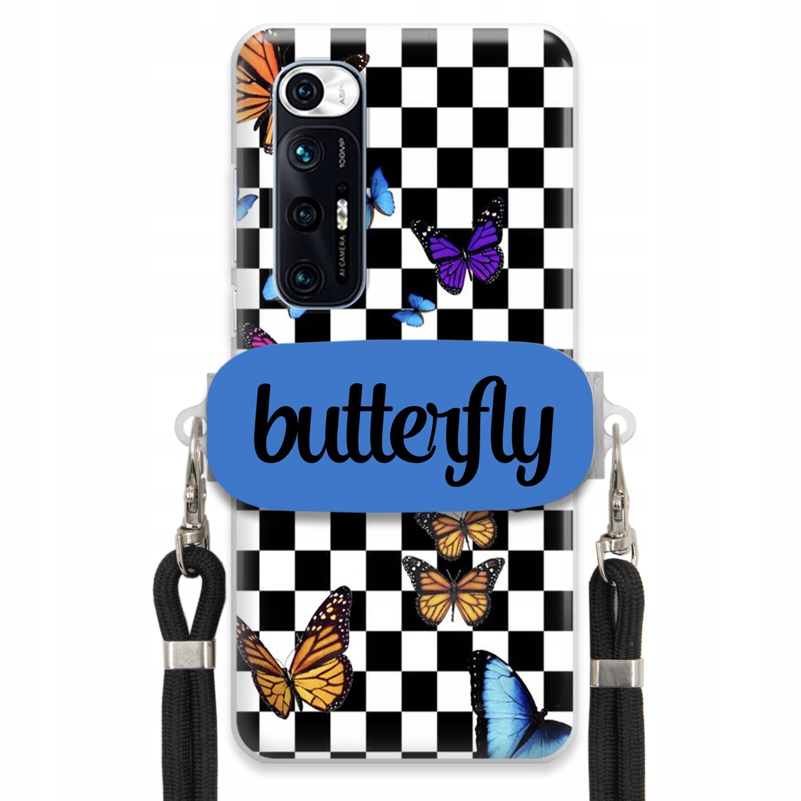 Pouzdro Pro Xiaomi Mi 10s Case Obdélníkový Držák Černé Smyčky Butterfly Motýli