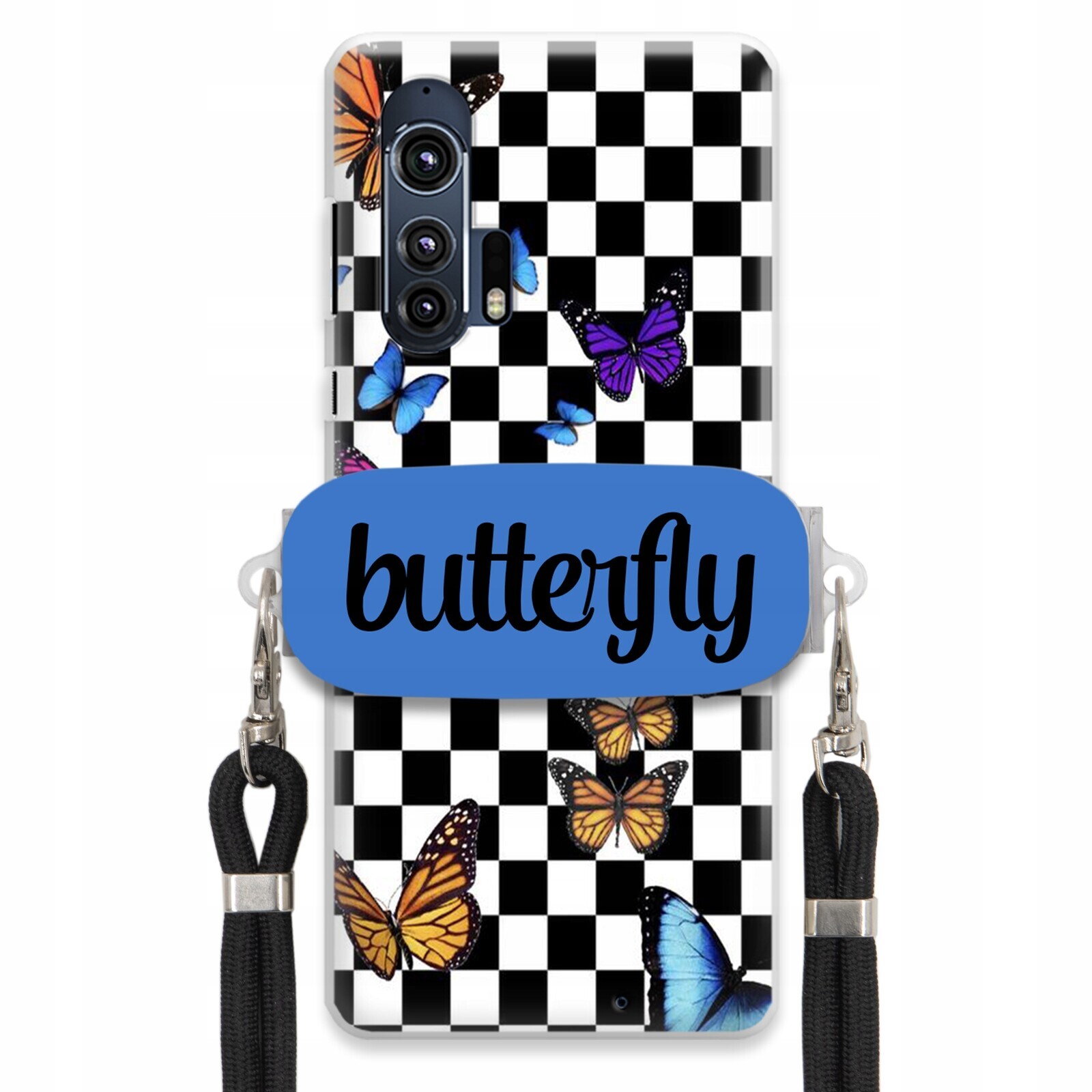 Pouzdro Pro Motorola Edge Plus Case Obdélníkový Držák Vodítka Butterfly Motýli