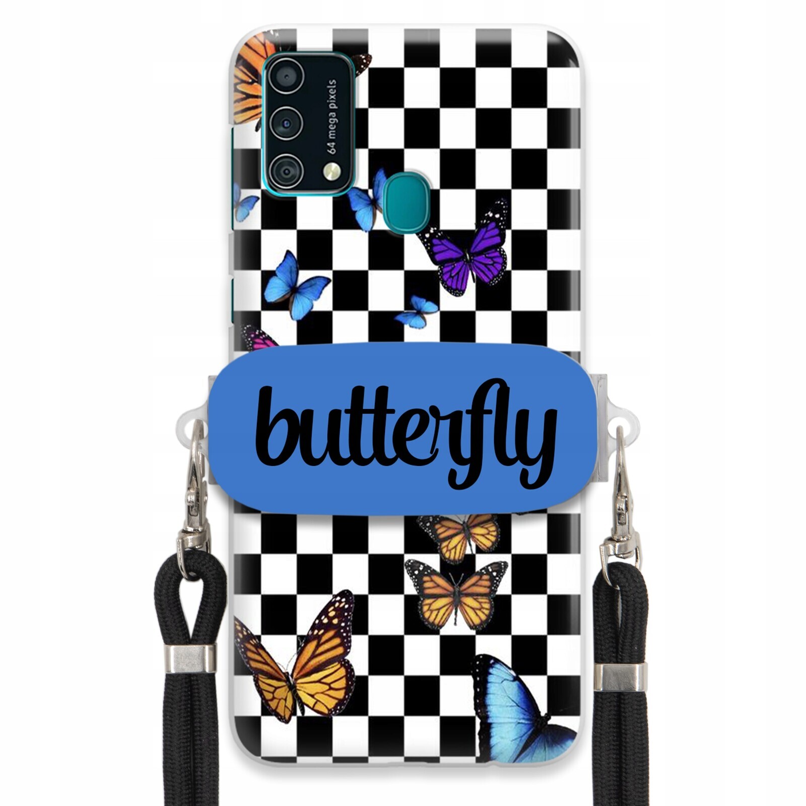 Pouzdro Pro Samsung F41 Case Obdélníkový Úchyt Černé Vodítko Butterfly Motýli