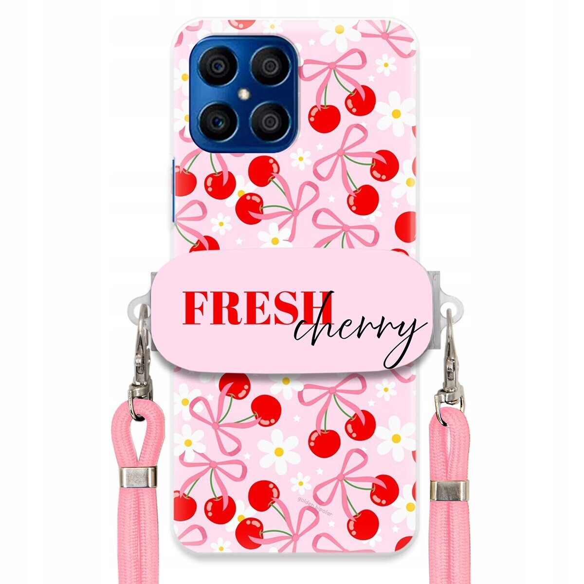 Pouzdro pro Huawei Honor X8 Case Držák Šňůrka Růžová Fresh Cherry Kokardy