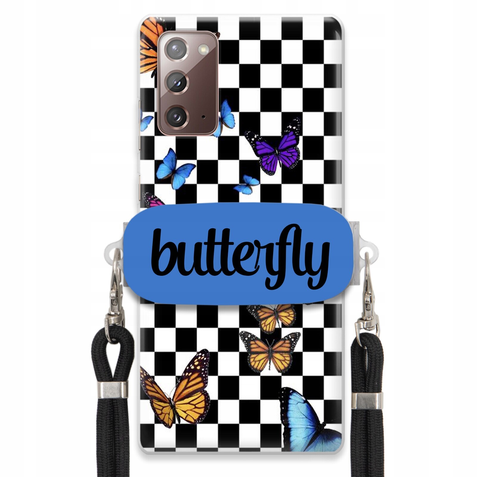 Pouzdro Pro Samsung Note 20 Case Obdélníkový Držák Vodítka Butterfly Motyle