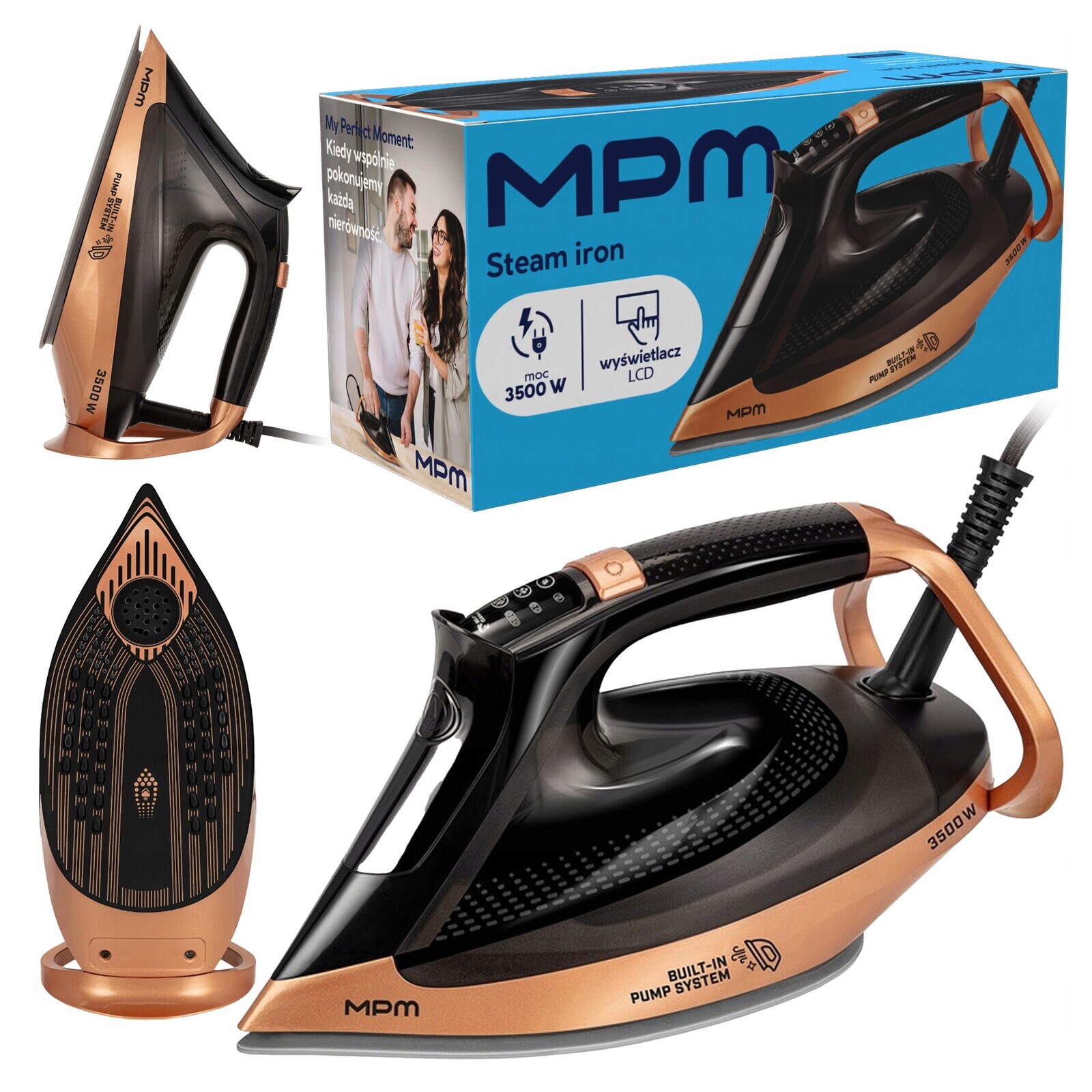 Žehlička 3500 W Mpm MZE-30 Keramická Anti-drip Generátor Páry Vertikální