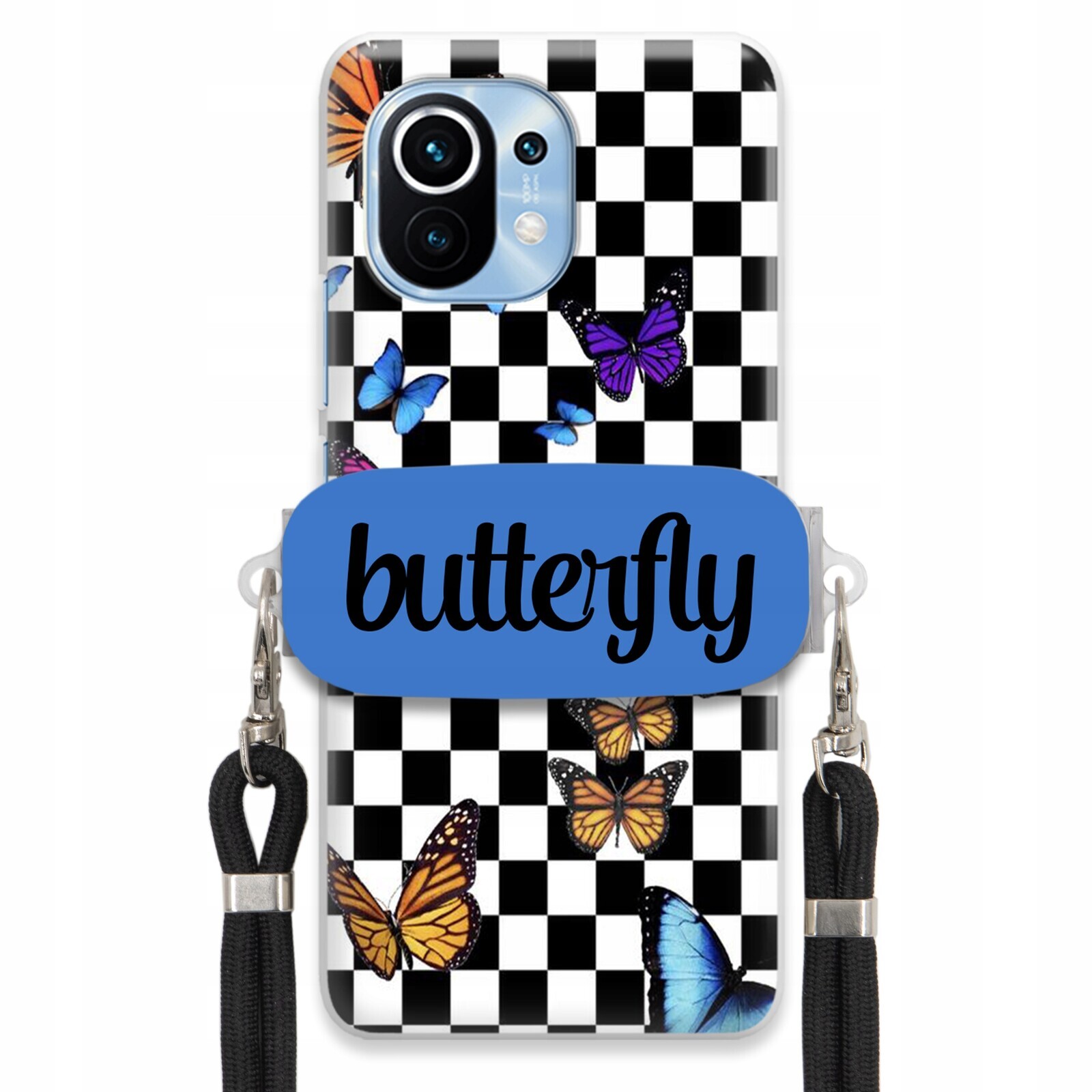 Pouzdro Pro Xiaomi Mi 11 Case Obdélníkový Držák Černé Smyčky Butterfly Motýli