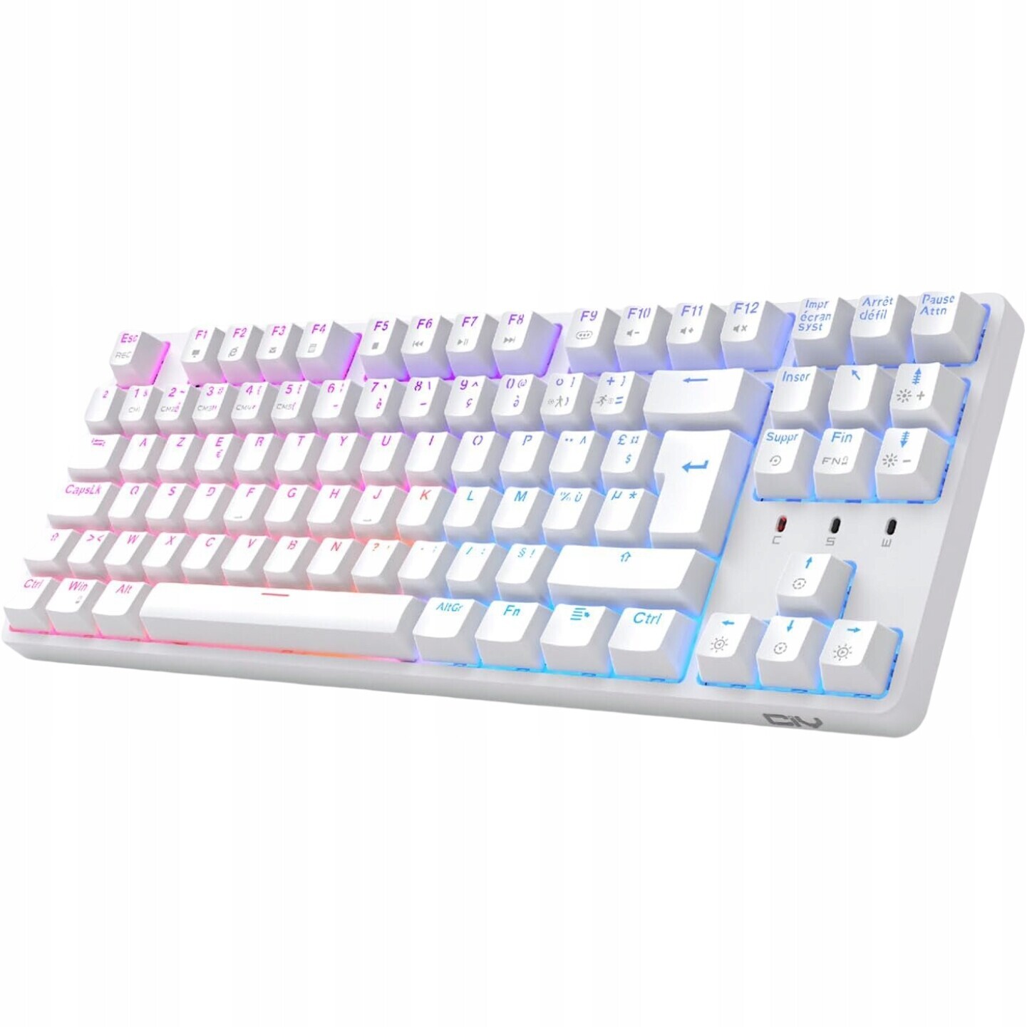 Mechanická herní klávesnice Tkl Azerty Kabelová Rgb Hot Swap Bílá