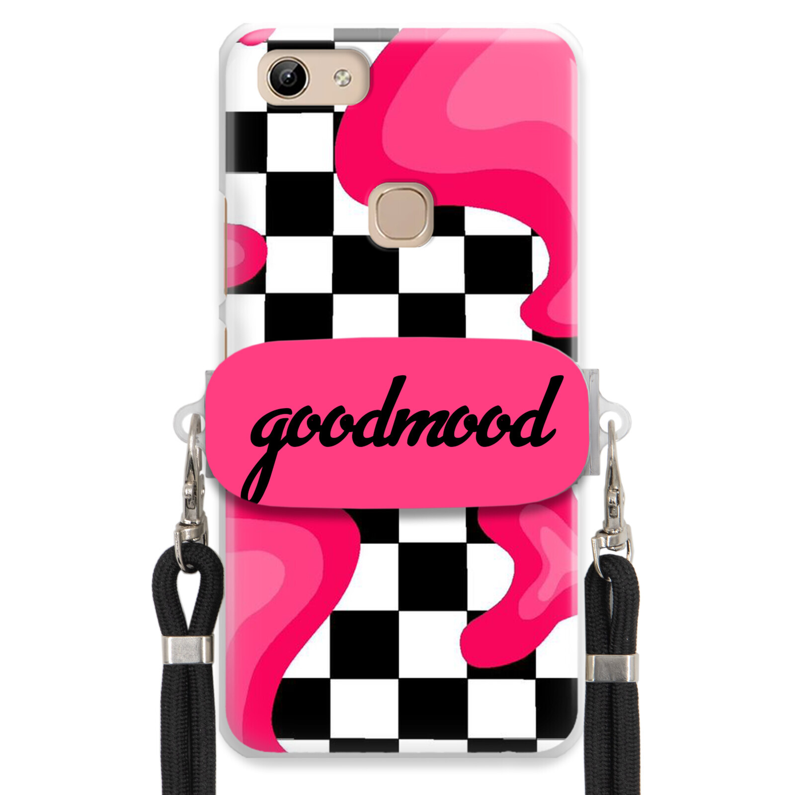 pouzdro na Vivo Y81 Sada Case Držák Na Vodítko Černá Pro Teenagery Splash