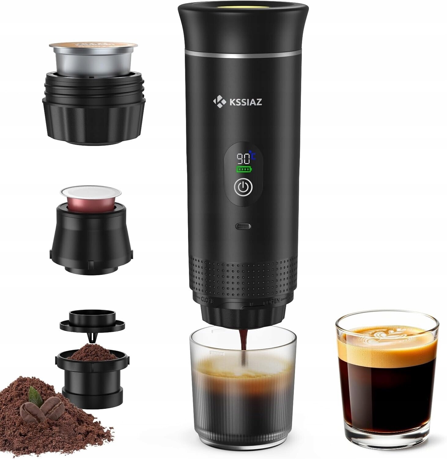 Přenosný kávovar, samoohřevný 20 barů, Kssiaz
