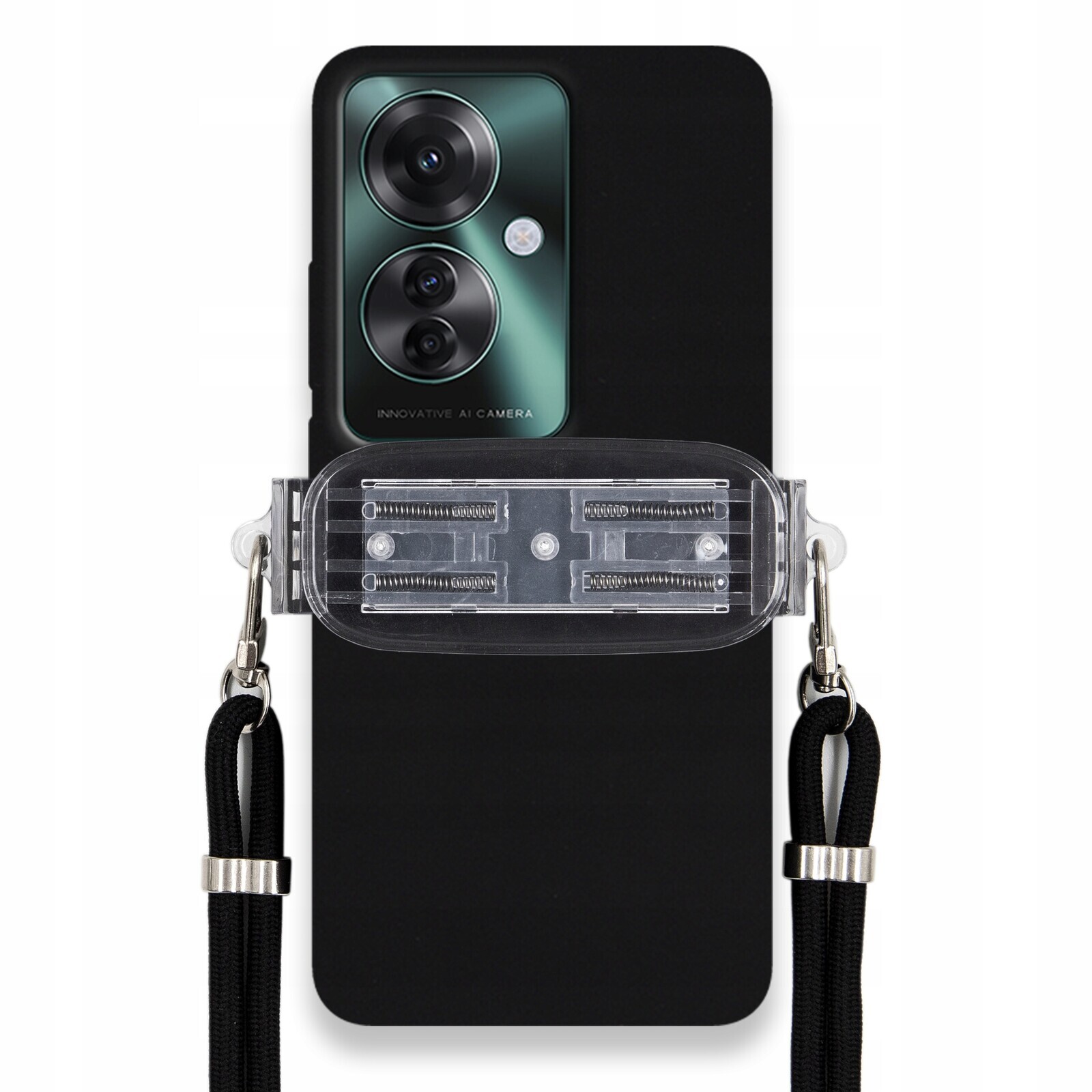 Pouzdro Pro Oppo Reno 11F 5G Matný Černý Case Univerzální Držák Černá Šňůrka