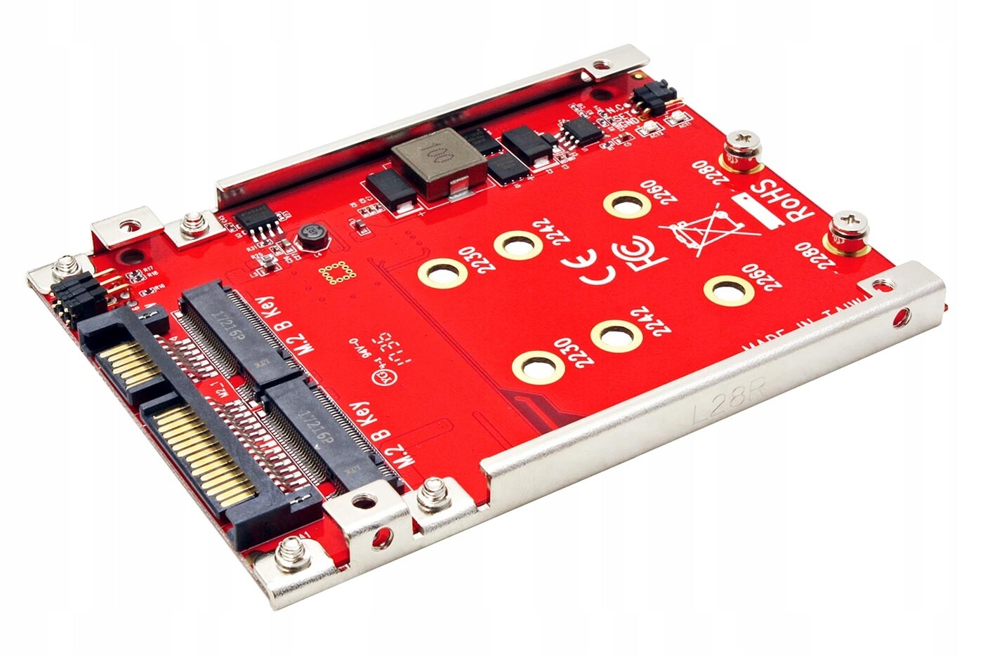 Roline Redukce Sata 22 pin -> 2x M.2 (key-B), Raid, rozměr 2,5