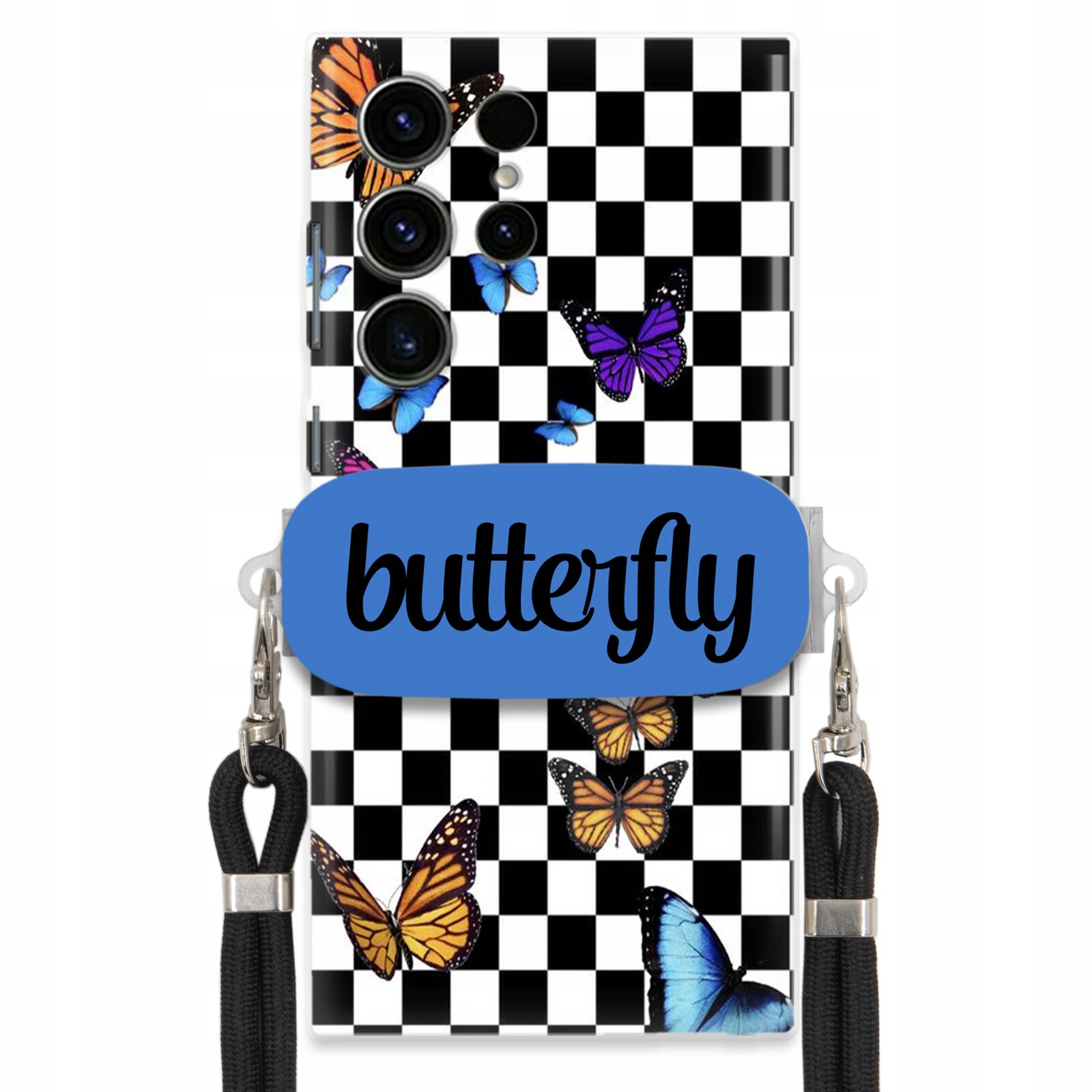Pouzdro Pro Samsung S24 Ultra Case Obdélníkový Držák Vodítka Butterfly Motýli