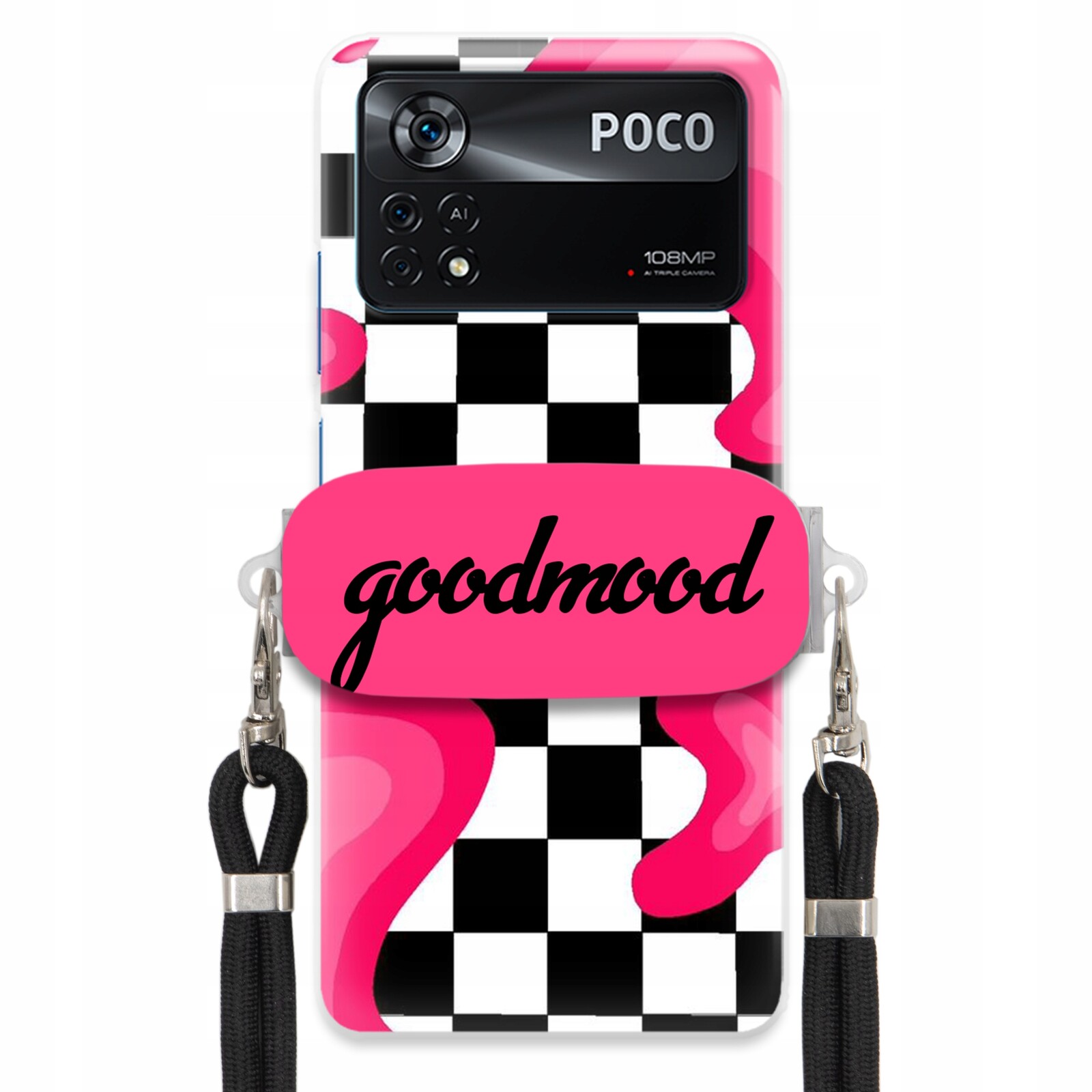 Pouzdro Pro Xiaomi Poco X4 Pro 5G Set Case Držák Na Vodítko Černá Módní Splash