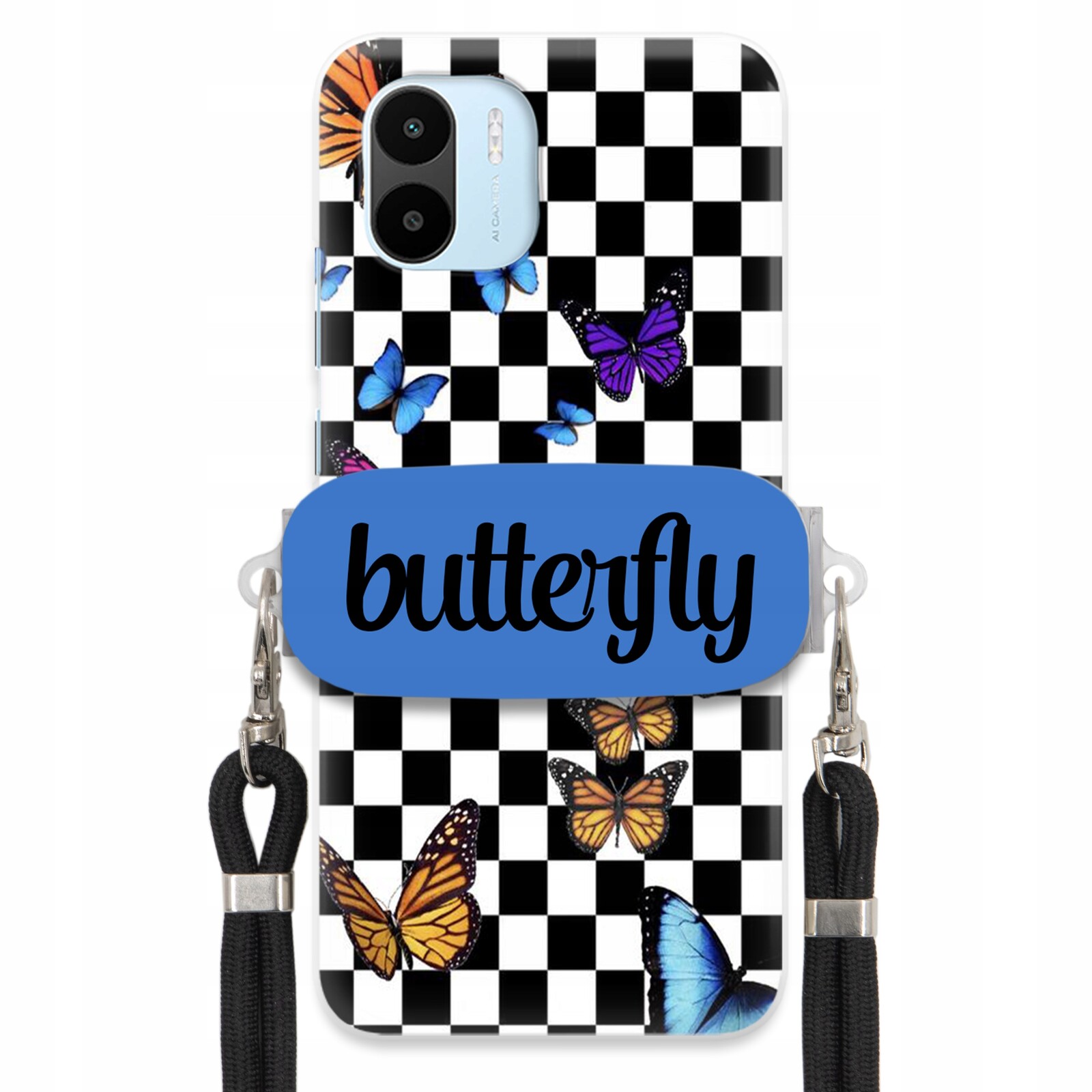 Pouzdro Pro Xiaomi Redmi A1 Case Obdélníkový Držák Vodítka Butterfly Motýli