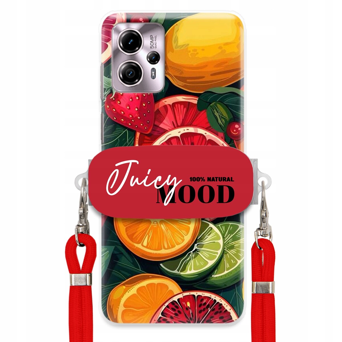 Pouzdro pro Motorola G13 Červené Crossbody vodítko Držák Juice Mood Ovoce