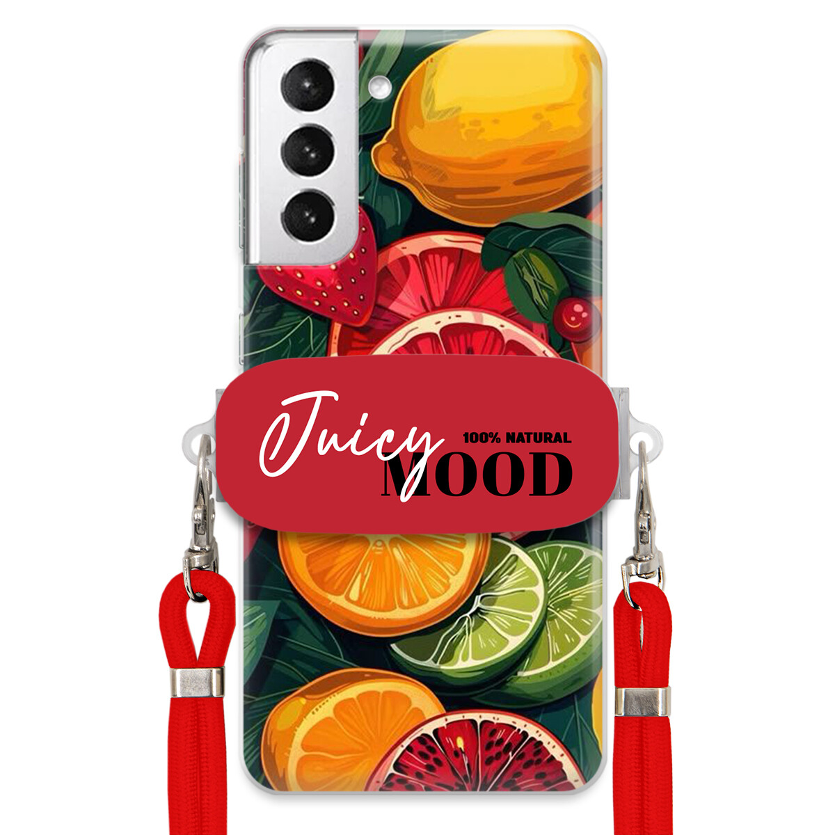 Pouzdro pro Samsung S21 Plus 5G Červené vodítko Držák Fruit Ovoce Juice Mood