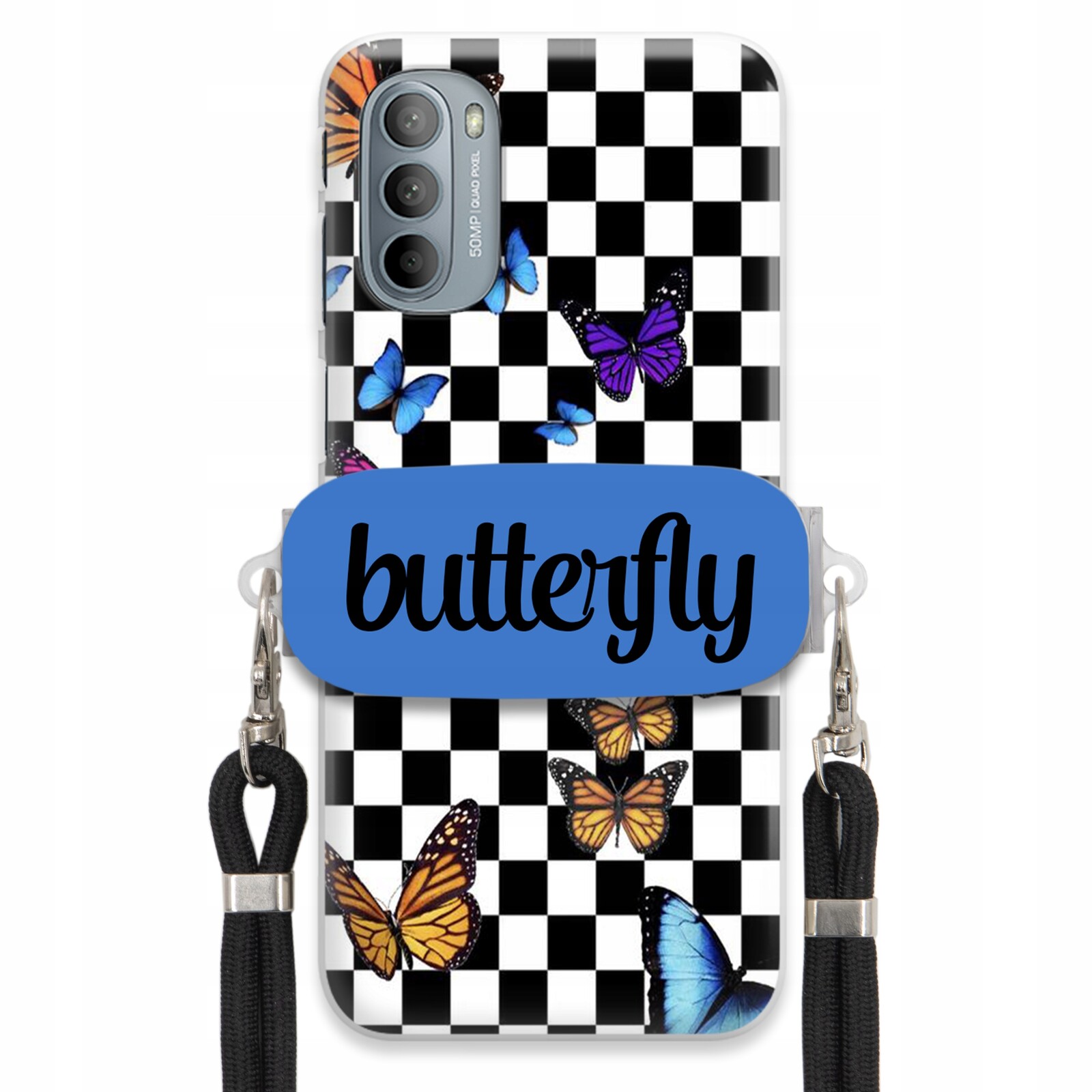 Pouzdro Pro Motorola G31 4G Case Obdélníkový Držák Vodítka Butterfly Motýli