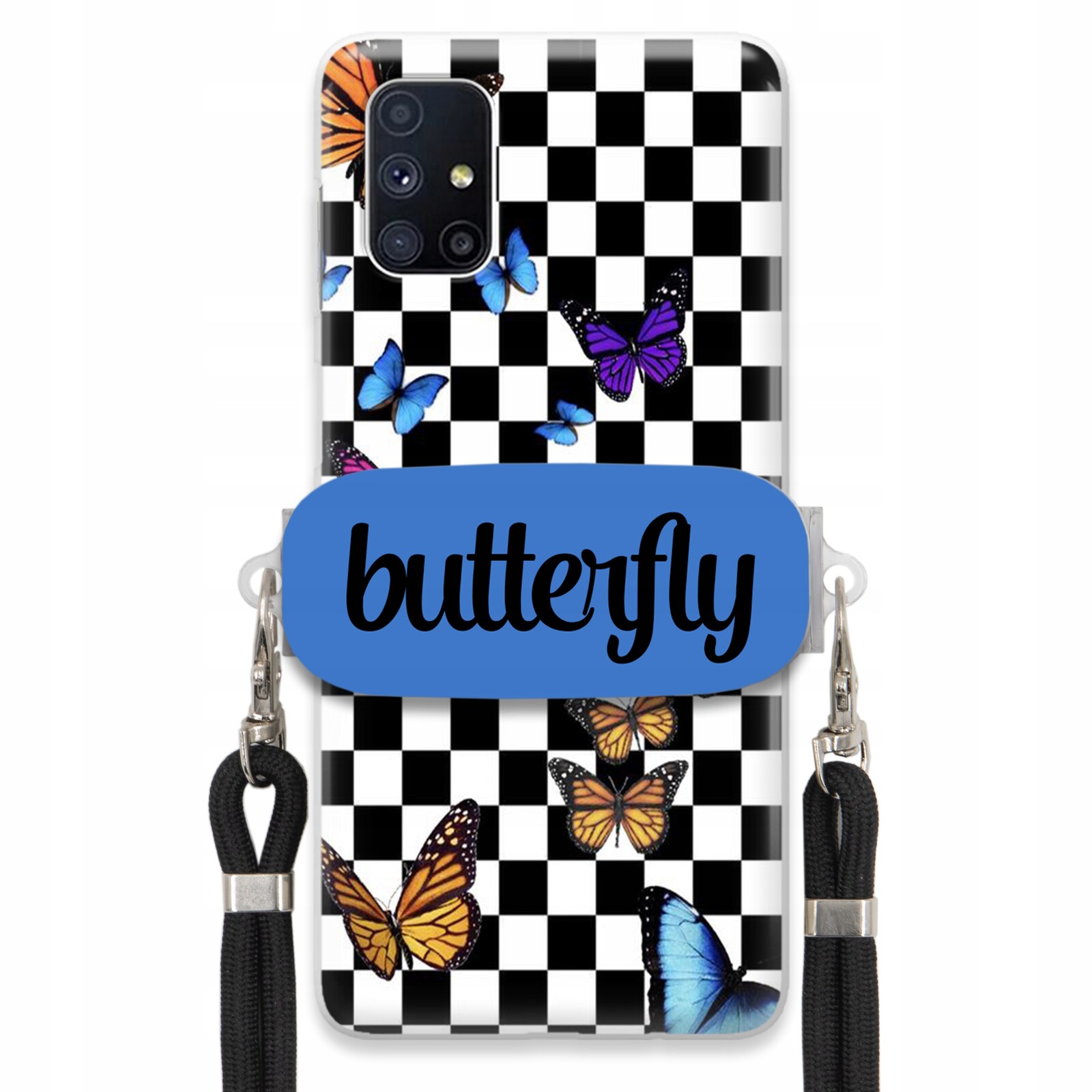 Pouzdro Pro Samsung M51 Case Obdélníkový Úchyt Černé Vodítko Butterfly Motýli