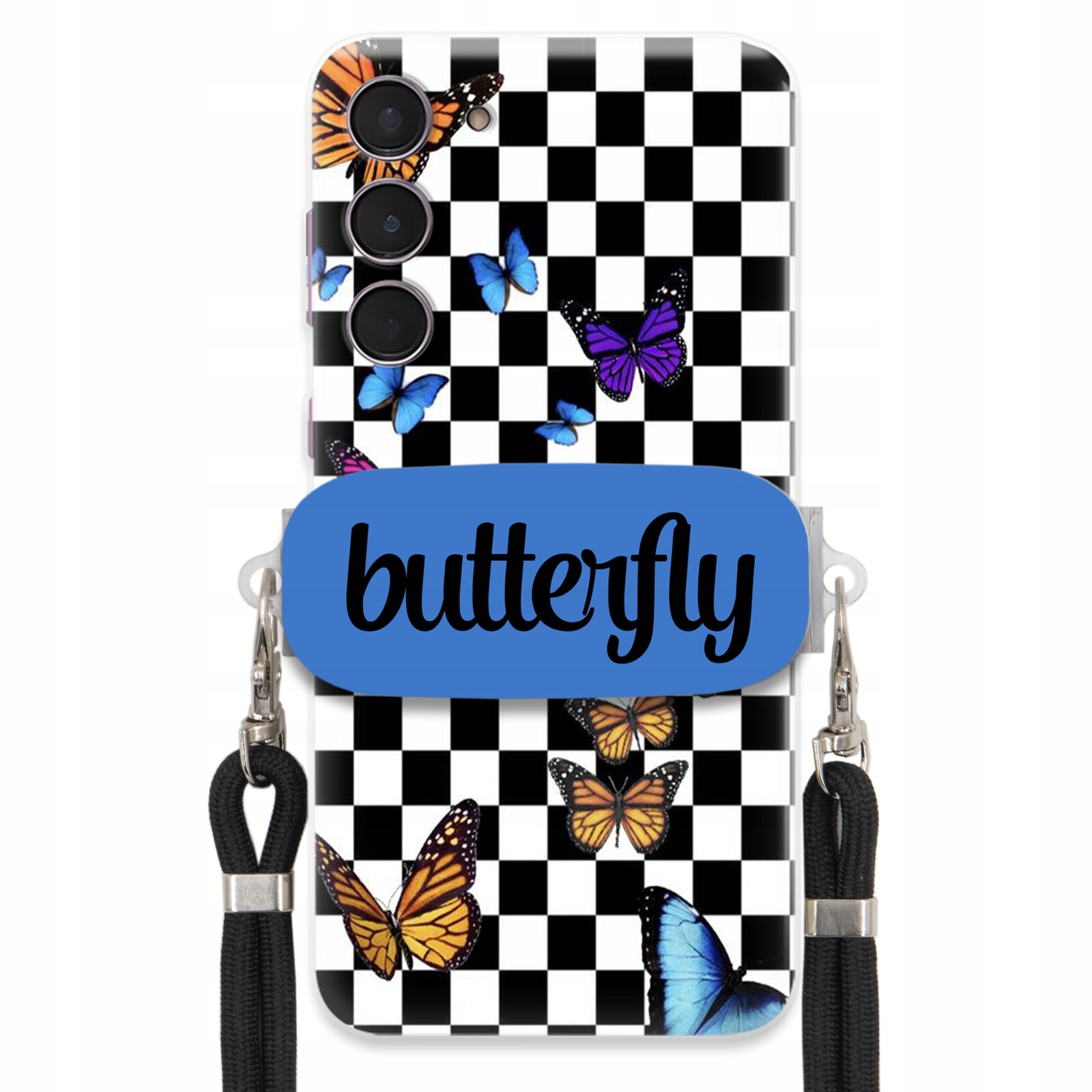 Pouzdro Pro Samsung S24 Plus Case Obdélníkový Úchyt Vodítko Butterfly Motýli