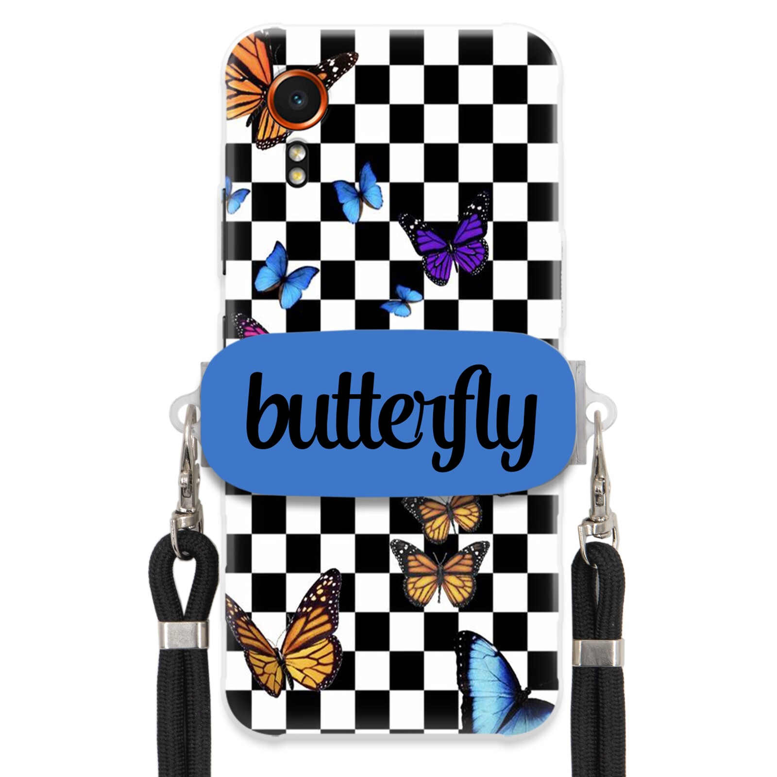 Pouzdro Pro Samsung Xcover 7 Case Obdélníkový Držák Vodítka Butterfly Motýli