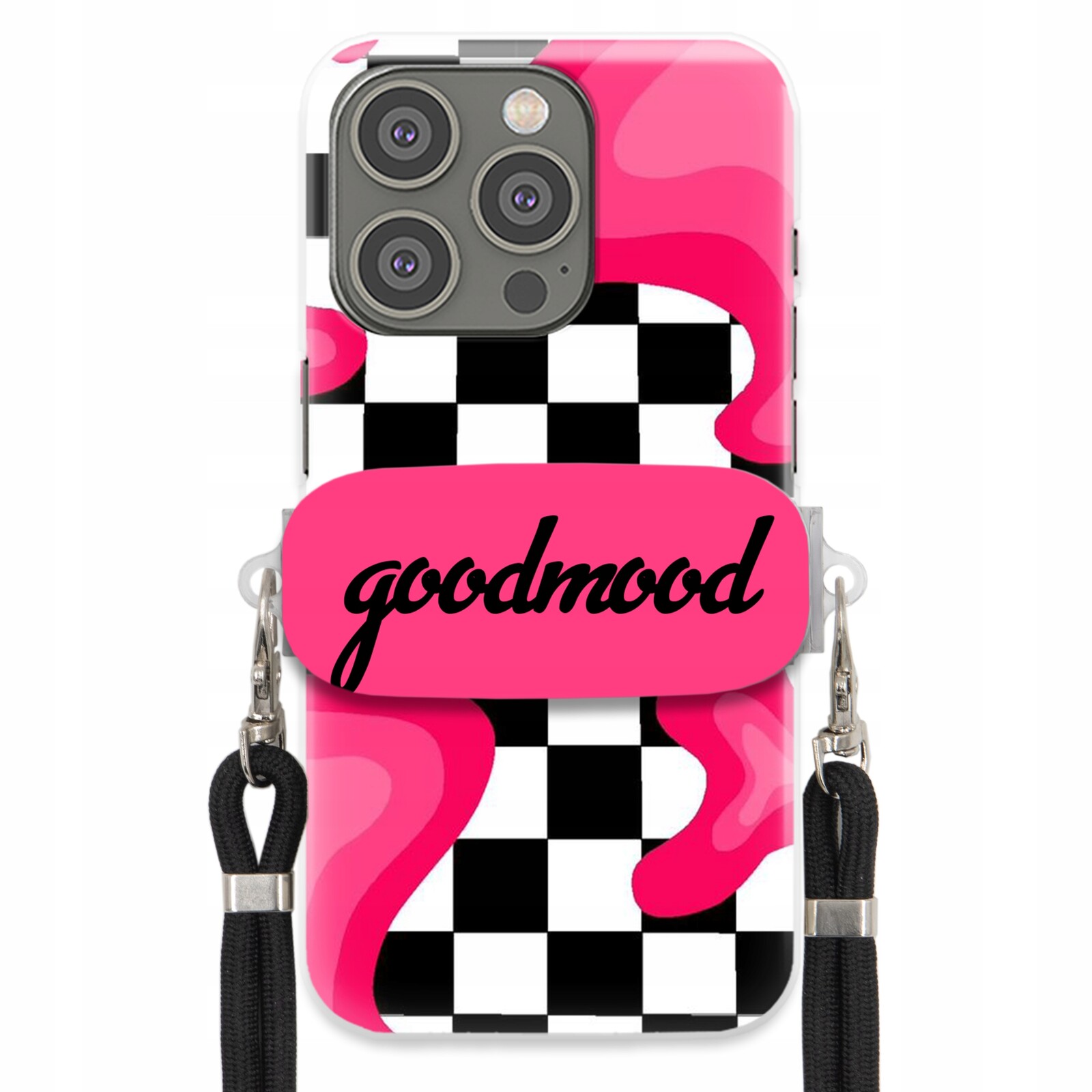 Pouzdro Pro Iphone 15 Pro Sada Pouzdro Držák Smyčka Černá For Teen Modne Splash