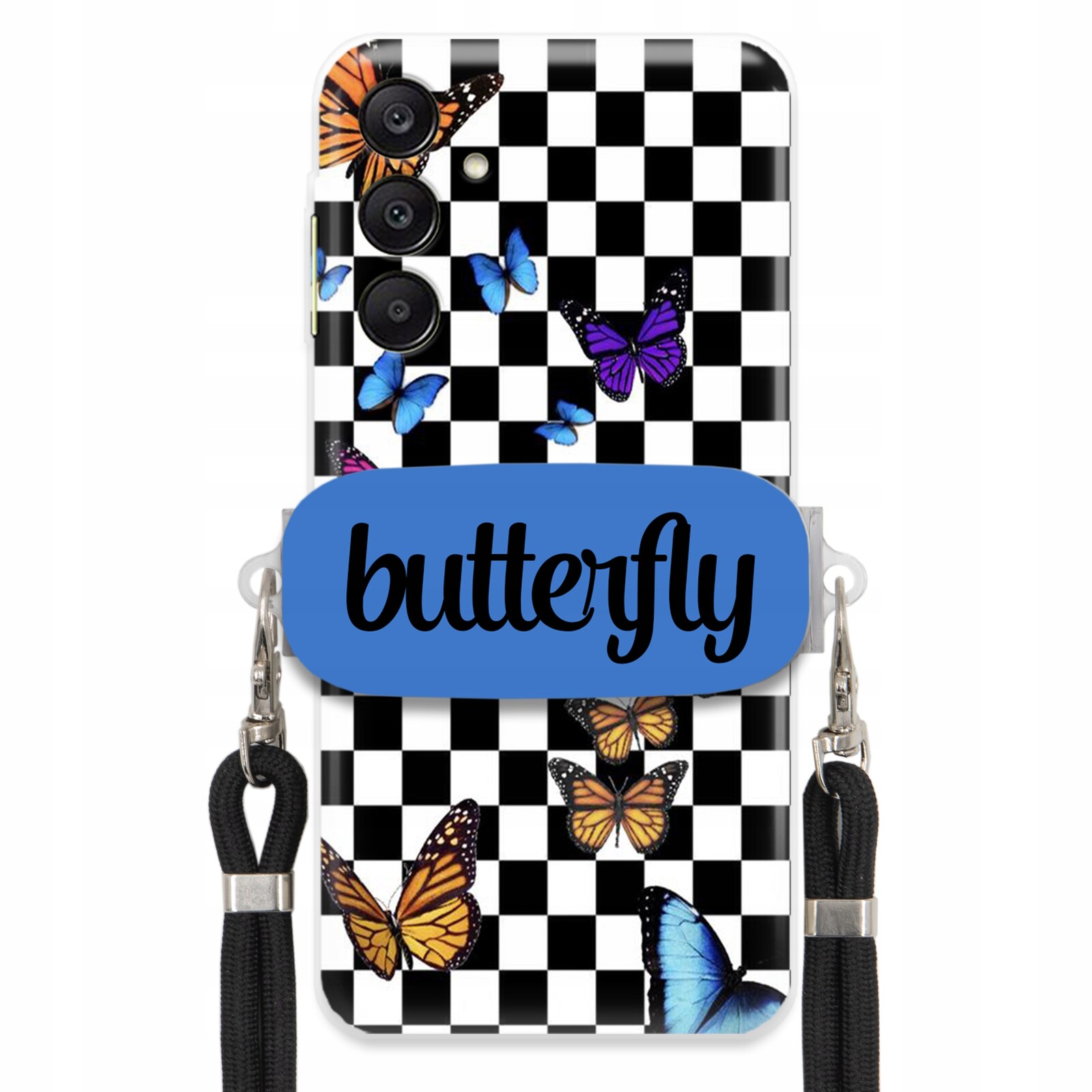 Pouzdro Pro Samsung A26 5G Case Obdélníkový Úchyt Černé Vodítko Butterfly Motýli