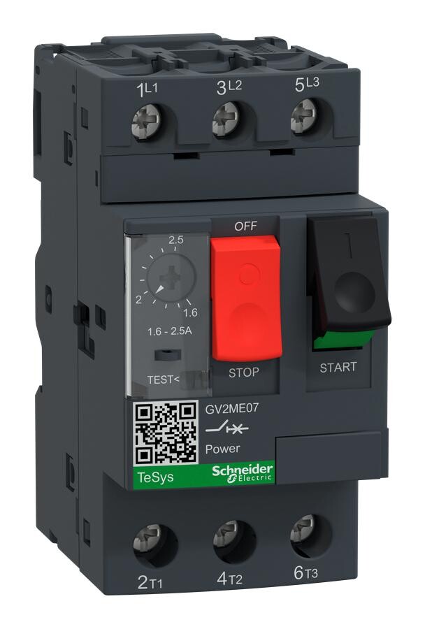Schneider Electric Gv2Me07 Circuit Breaker, 3 Pole, 2.5A