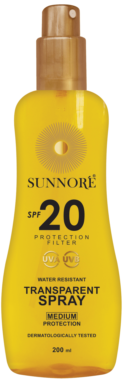 SUNNORÉ Transparentní sprej SPF 20, 200 ml