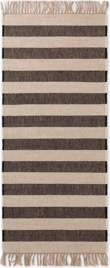 Černý/krémový ručně tkaný jutový běhoun 80x200 cm Playa – Hanse Home